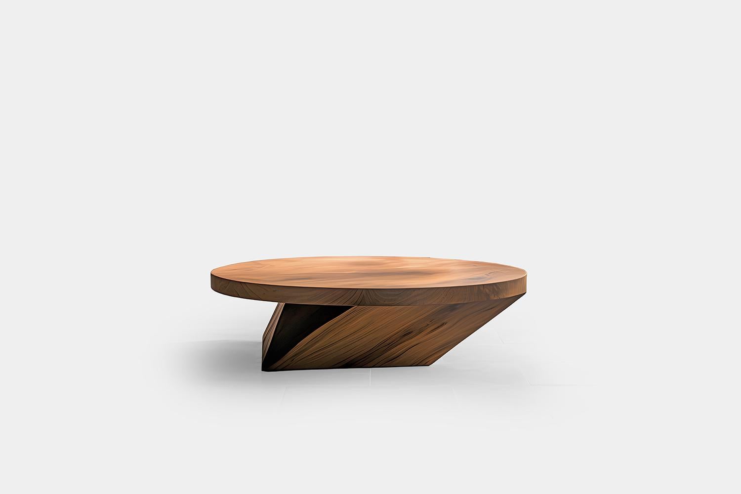 Mexican Orthogonal Lines Solace 26: Solid Walnut Coffee Table with Elegant Base For Sale