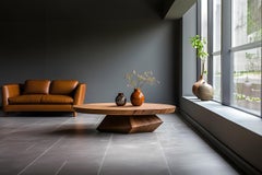 Artistic Geometry Solace 27: Elegant Solid Wood Coffee Table, Heavy Base