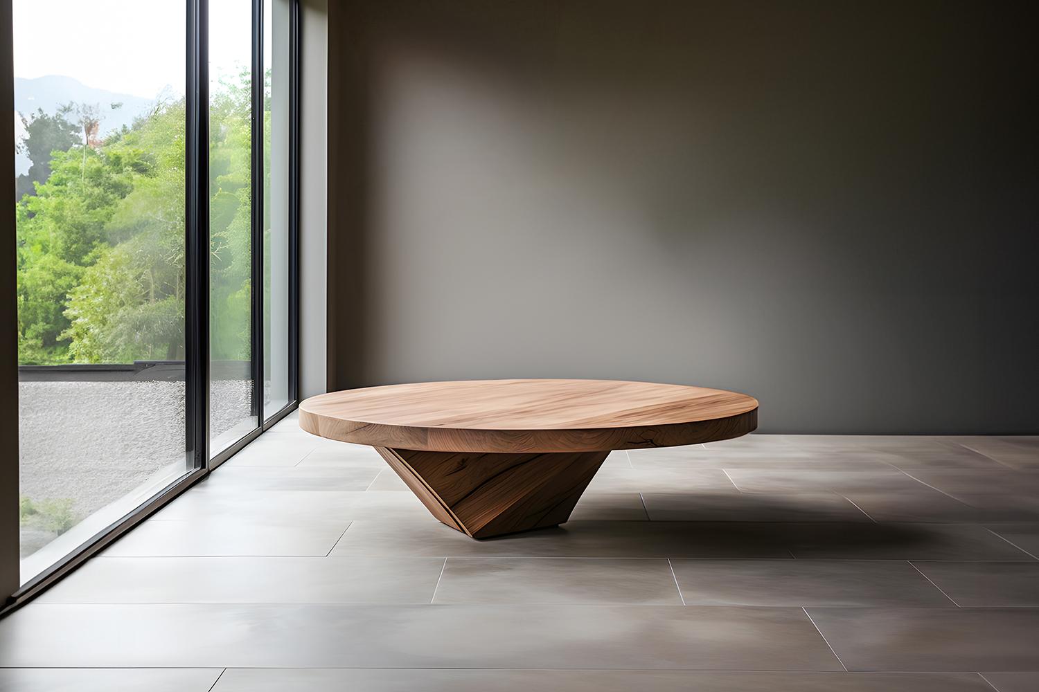 Artistic Geometry Solace 27: Elegant Solid Wood Coffee Table, Heavy Base In New Condition For Sale In Estado de Mexico CP, Estado de Mexico