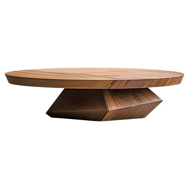 Artistic Geometry Solace 27: Elegant Solid Wood Coffee Table, Heavy Base For Sale