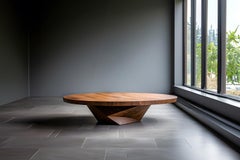Walnut Opulence Solace 28: Coffee Table with Geometric Base and Straight Lines