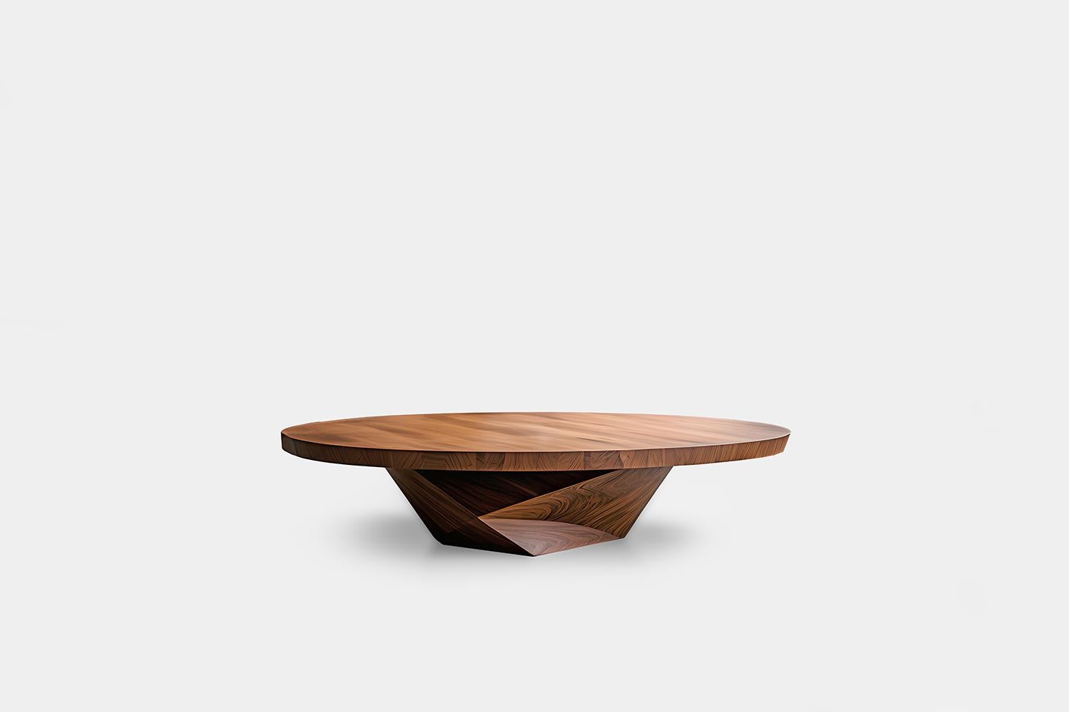 Contemporary Walnut Opulence Solace 28: Coffee Table with Geometric Base and Straight Lines For Sale