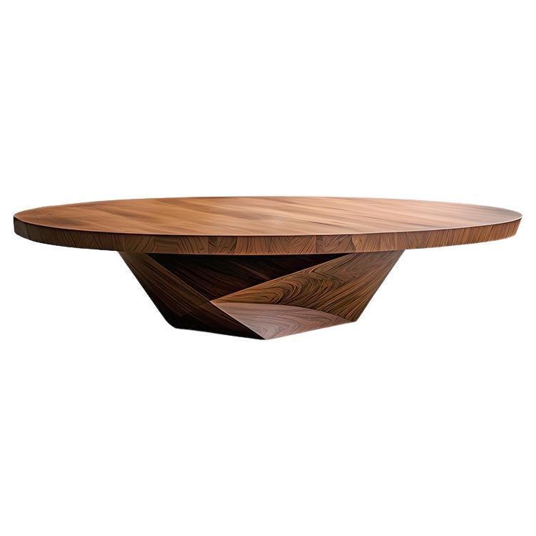 Walnut Opulence Solace 28: Coffee Table with Geometric Base and Straight Lines