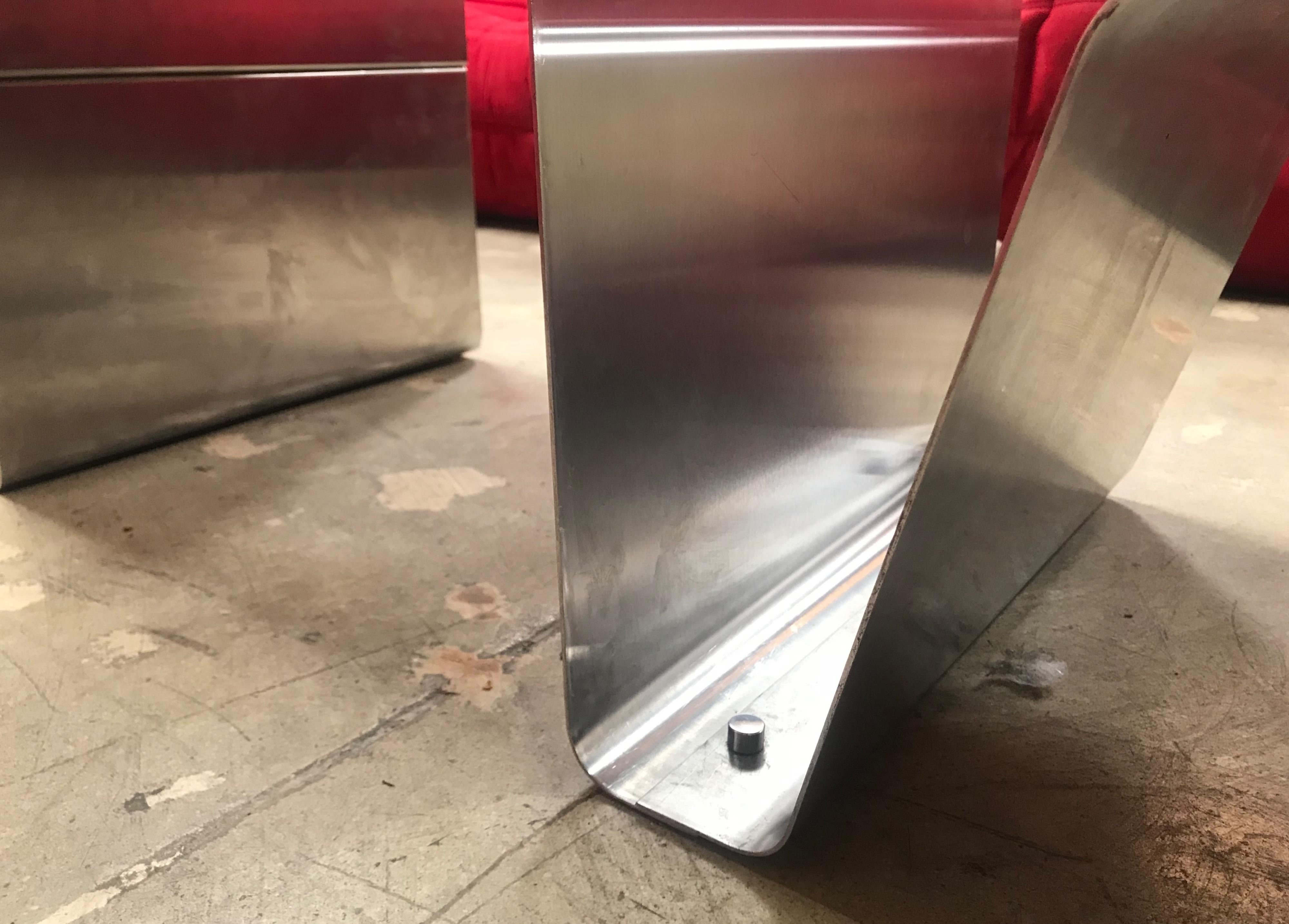 Metal Sculptural Coffee Table Made of Three Modular Glass and Chrome Pieces, 1970s