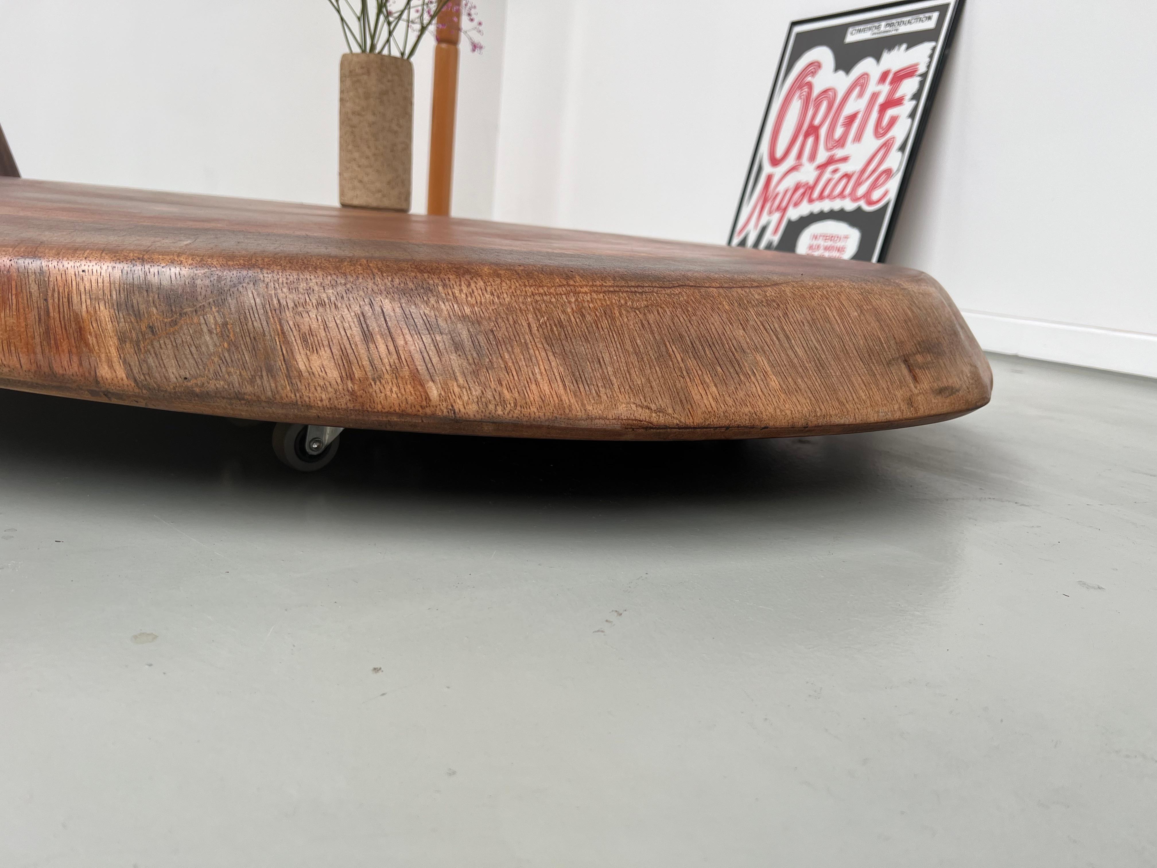  Sculptural Coffee Table, Monoxyle from the 50s in Oukoume Wood In Good Condition In LYON, FR
