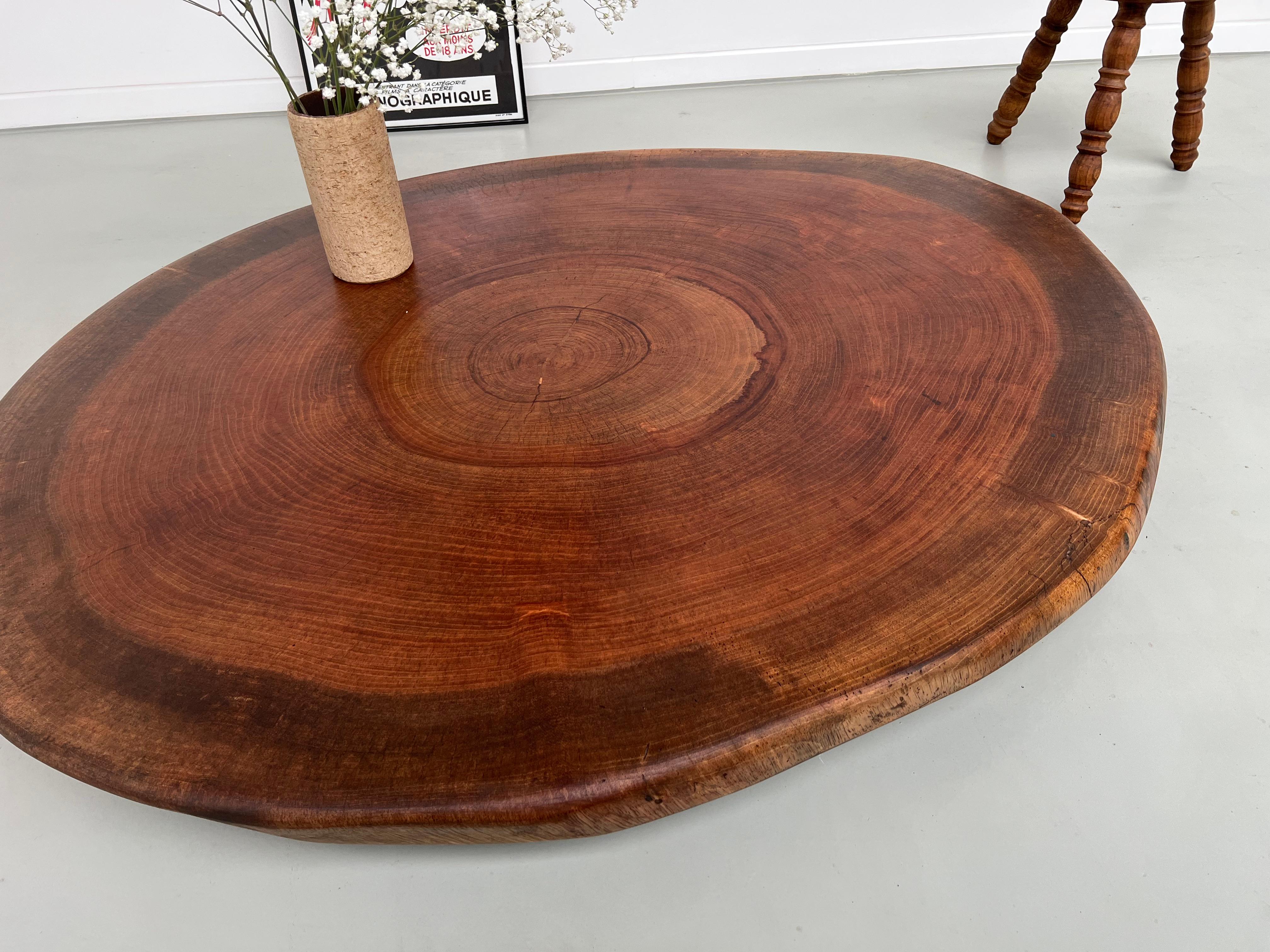 Mid-20th Century  Sculptural Coffee Table, Monoxyle from the 50s in Oukoume Wood