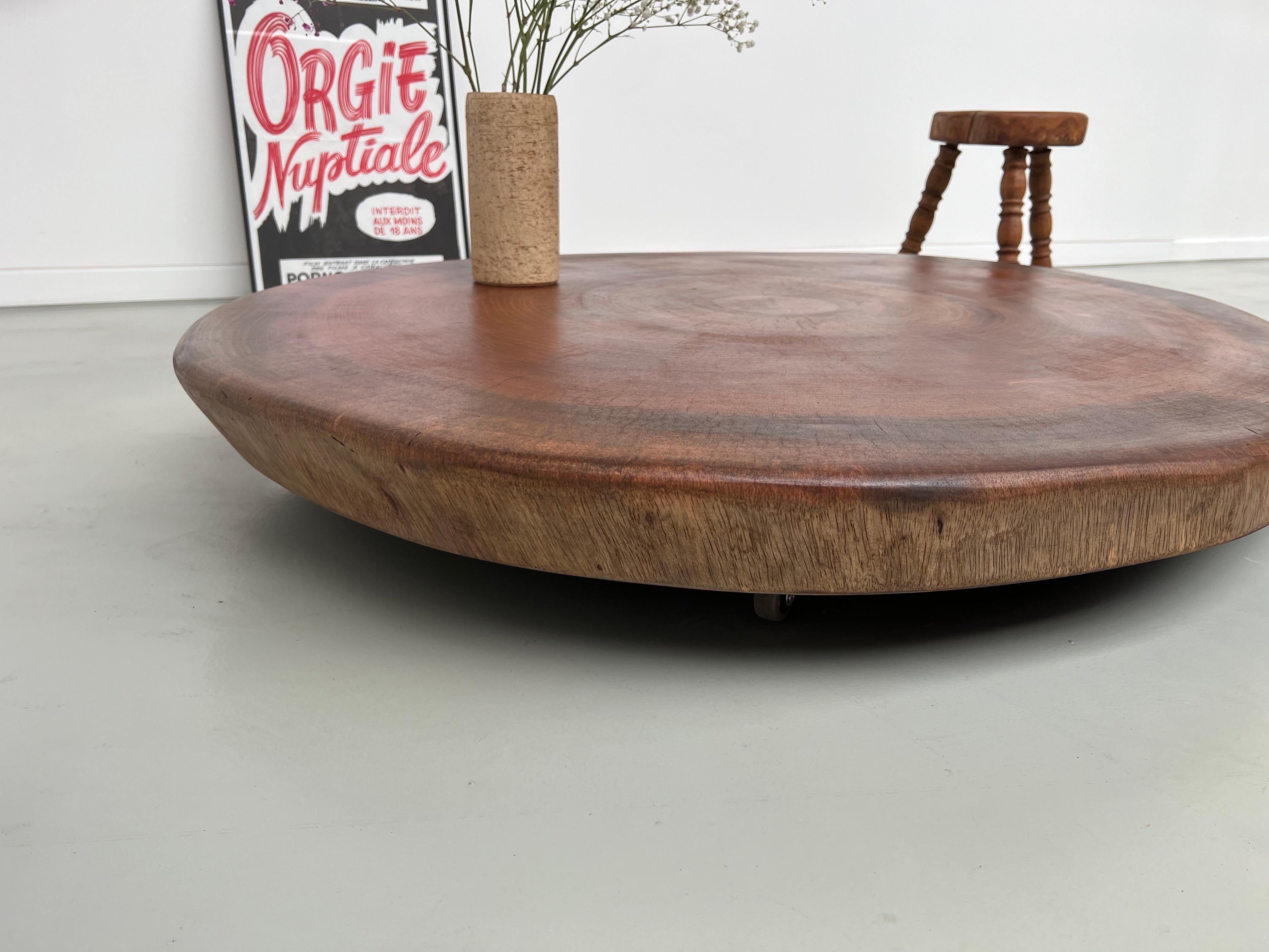  Sculptural Coffee Table, Monoxyle from the 50s in Oukoume Wood 2