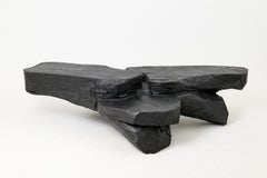 Sculptural Coffee Table, Rustic, Burnt Black Wood, Carved, Handmade, Logniture