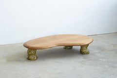 Table basse sculpturale - Oak Oak blanc et céramique émaillée