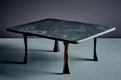 Sculptural Coffee Table with hand-forged Iron Base and Slate Top, Germany, 1960s