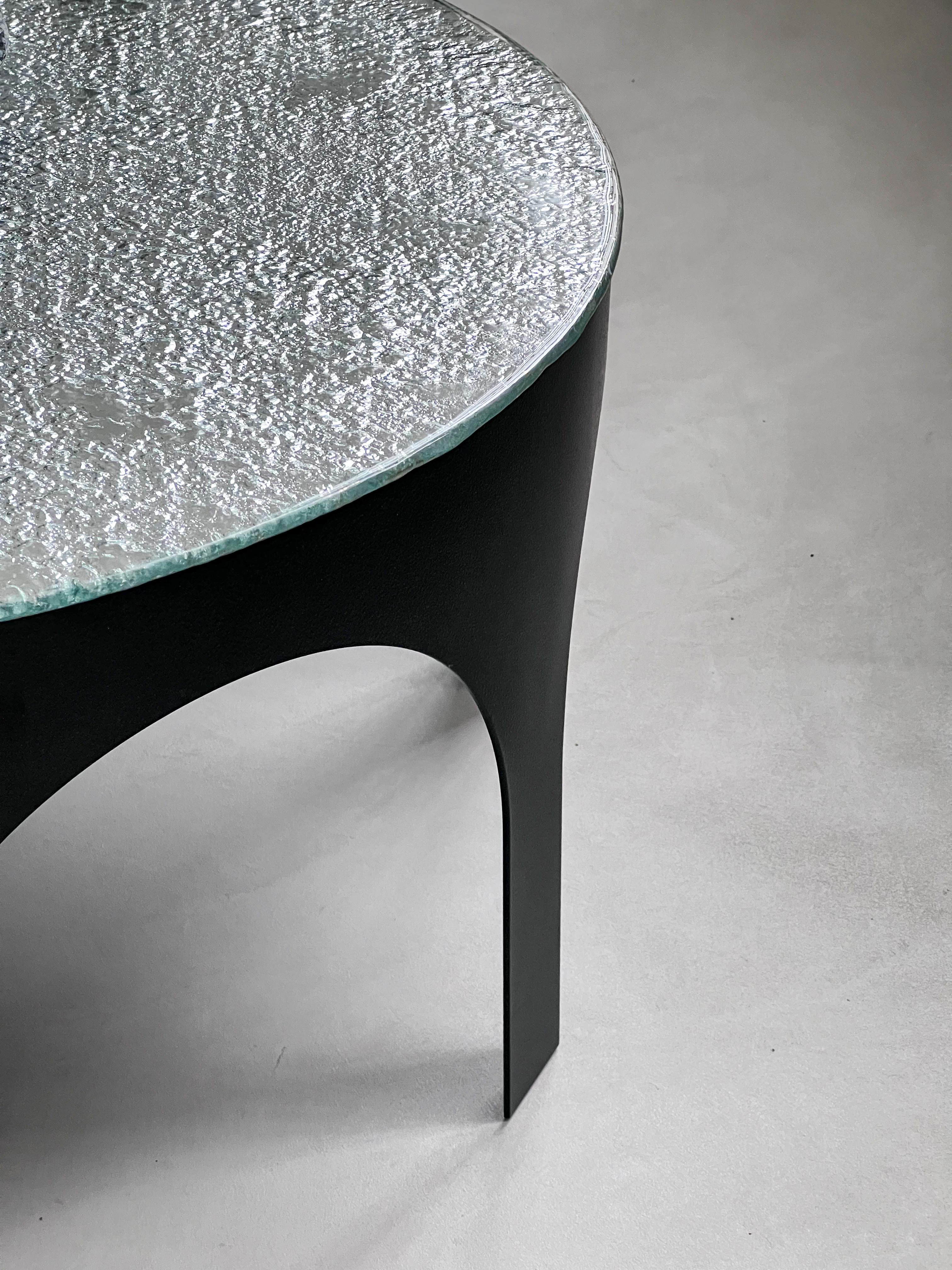 Table basse Arches « Palladium » de Spinzi Milano en métal et verre, unique en vente 1