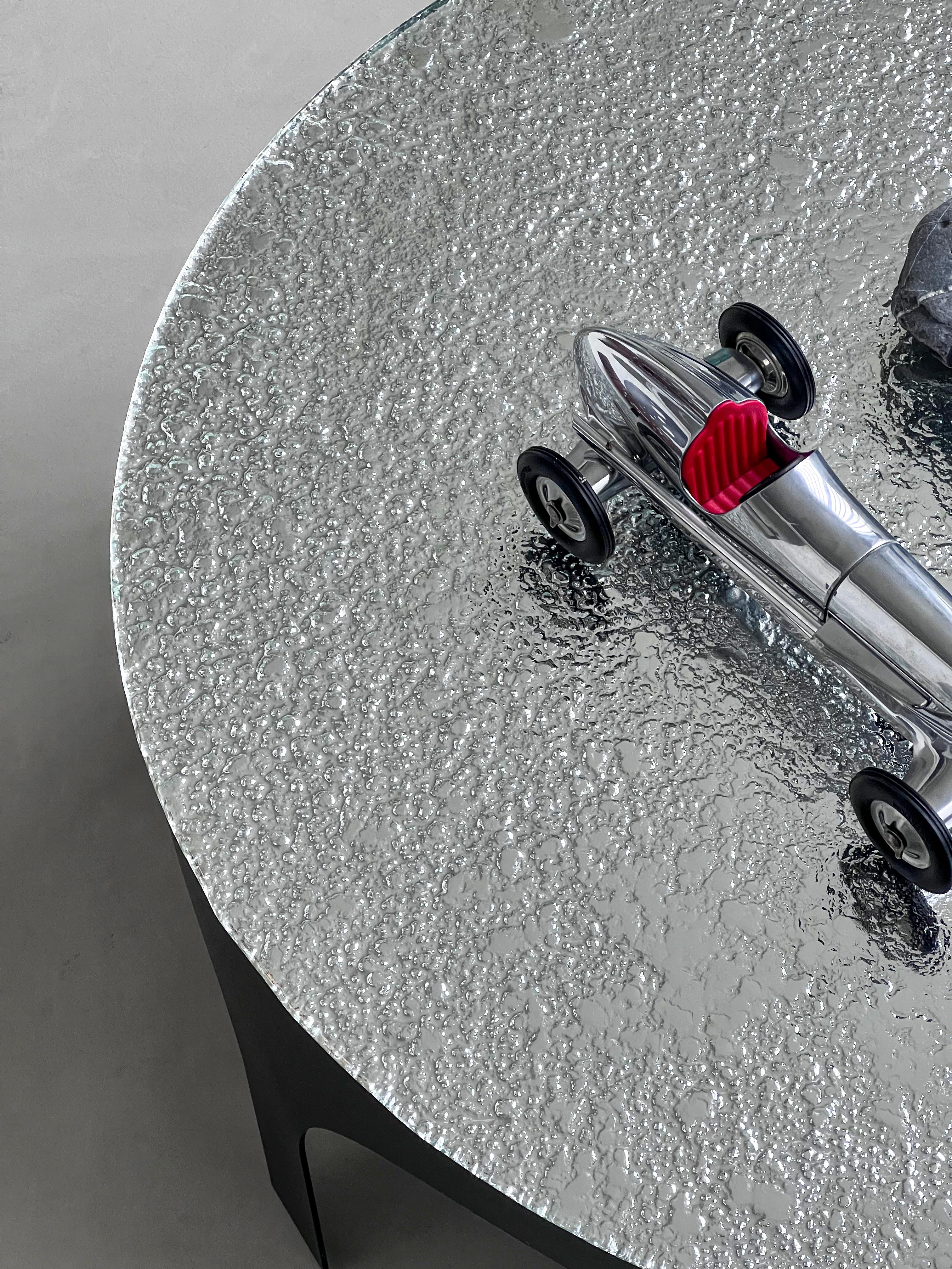 Table basse Arches « Palladium » de Spinzi Milano en métal et verre, unique en vente 2