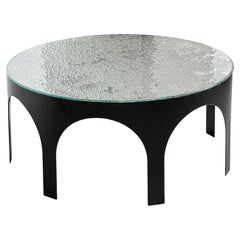 Table basse italienne en forme d'arche avec verre argenté fait à la main - Hand Made in Milano