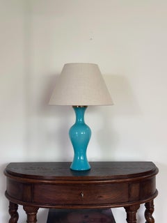 Skulpturale farbenfrohe Lindshammar Türkis Glas Tischlampe. 1960s.