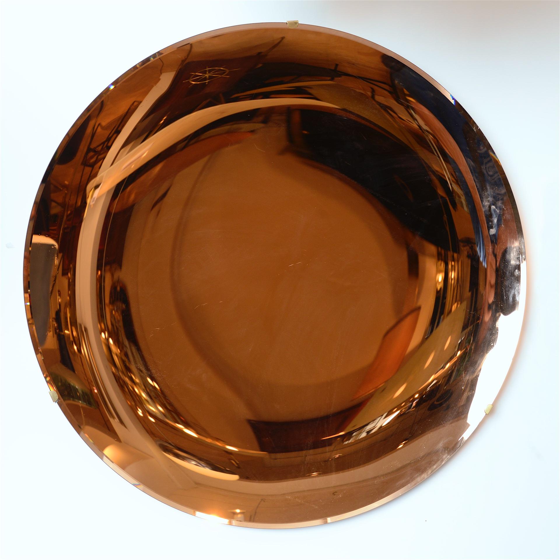 Italian Sculptural Concave Rose Gold Mirror