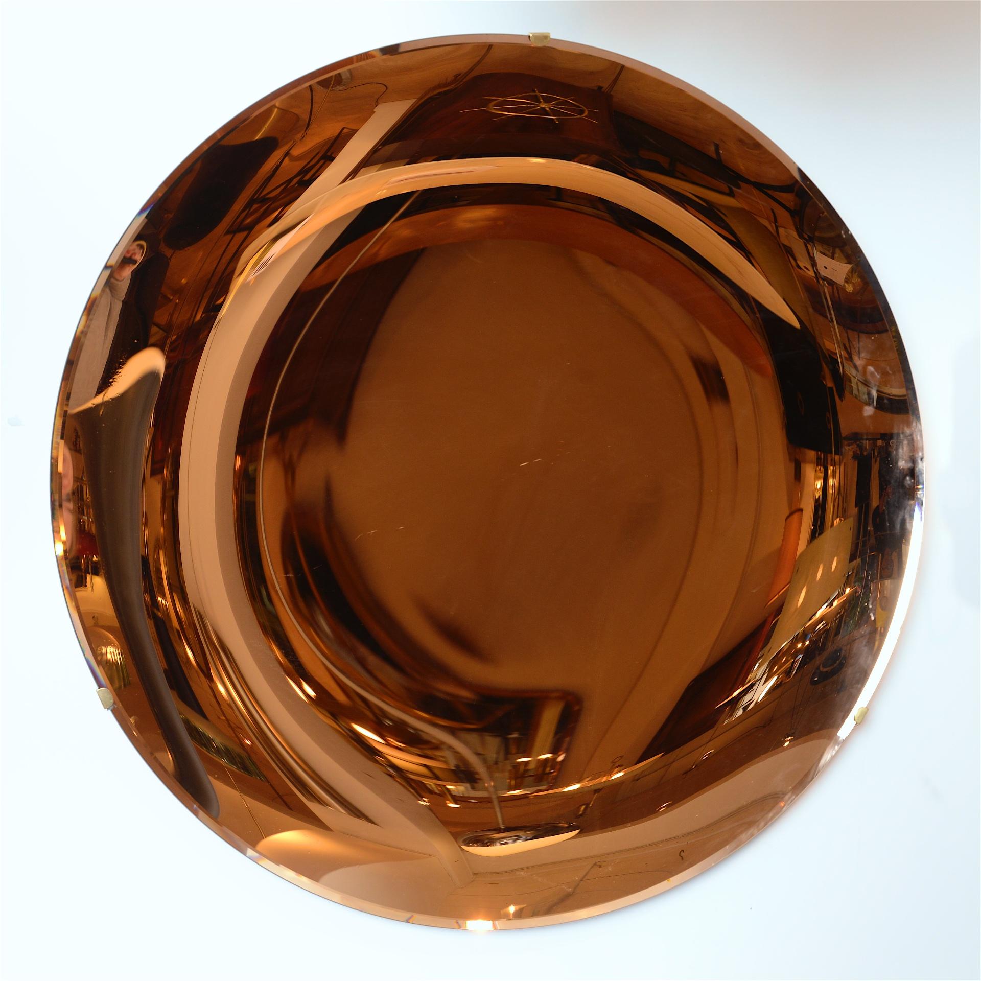 Sculptural Concave Rose Gold Mirror In Good Condition In London, GB