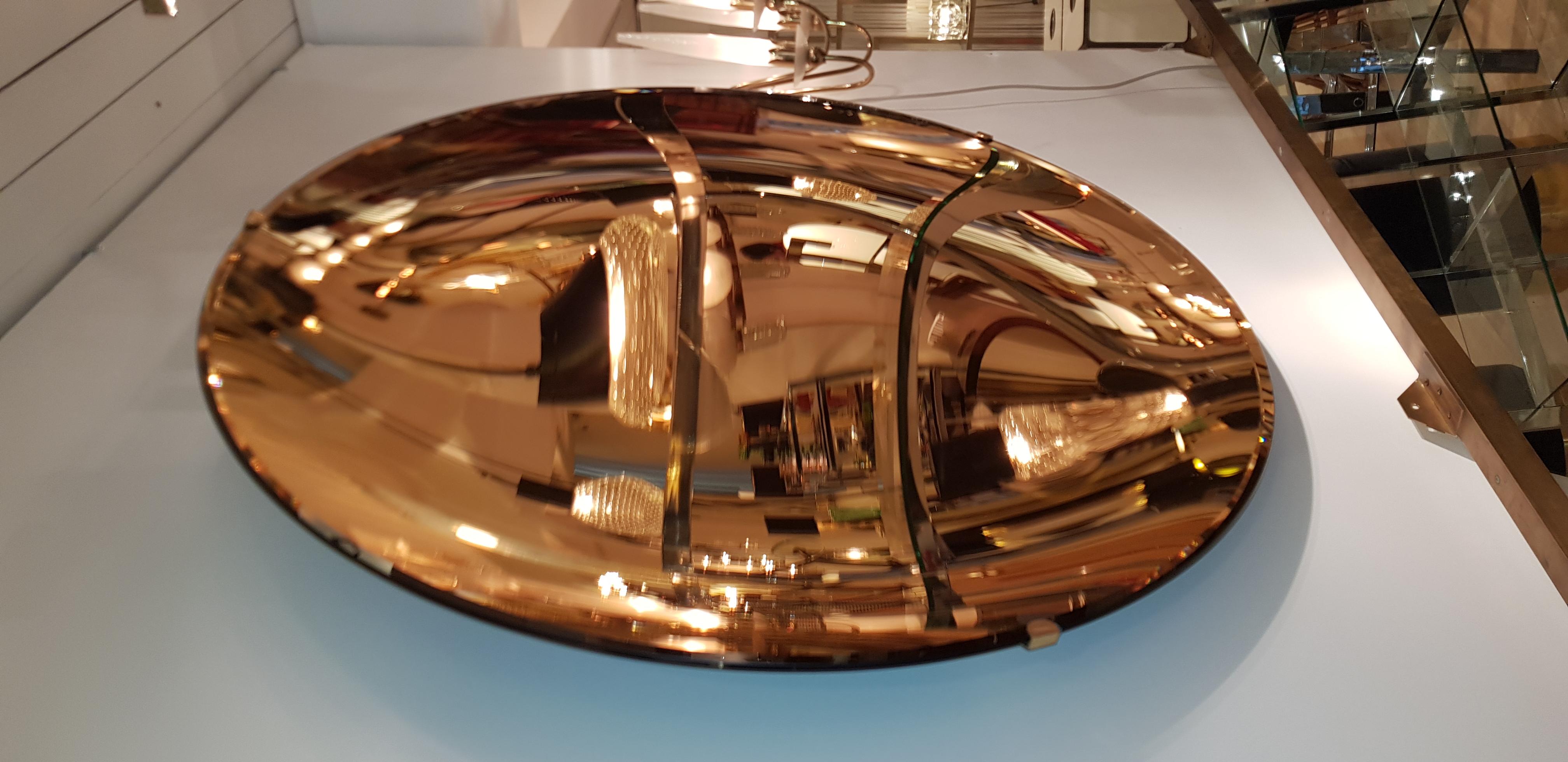 Glass Sculptural Concave Rose Gold Mirror