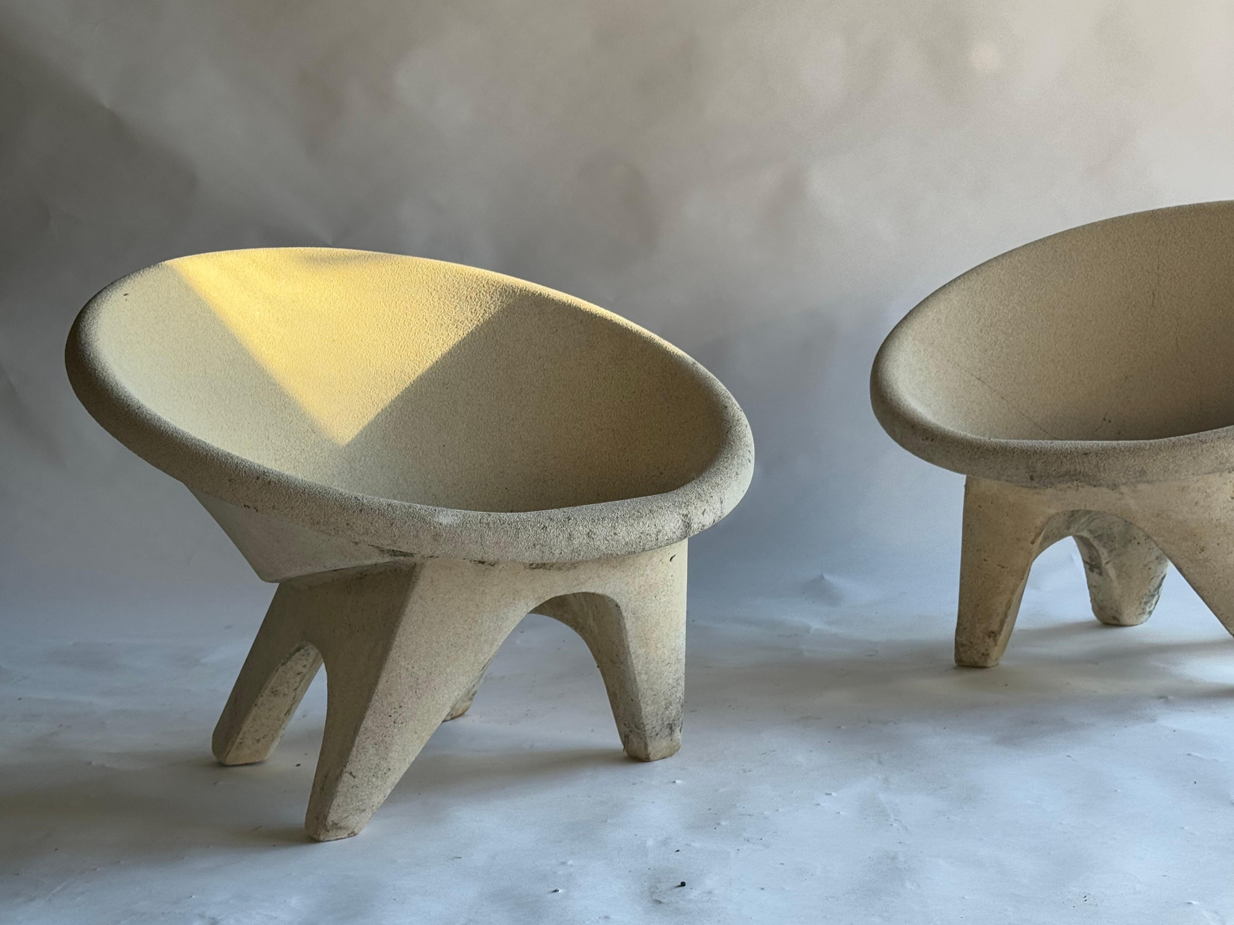 Sillones escultóricos de hormigón, años 60, Italia en venta 4