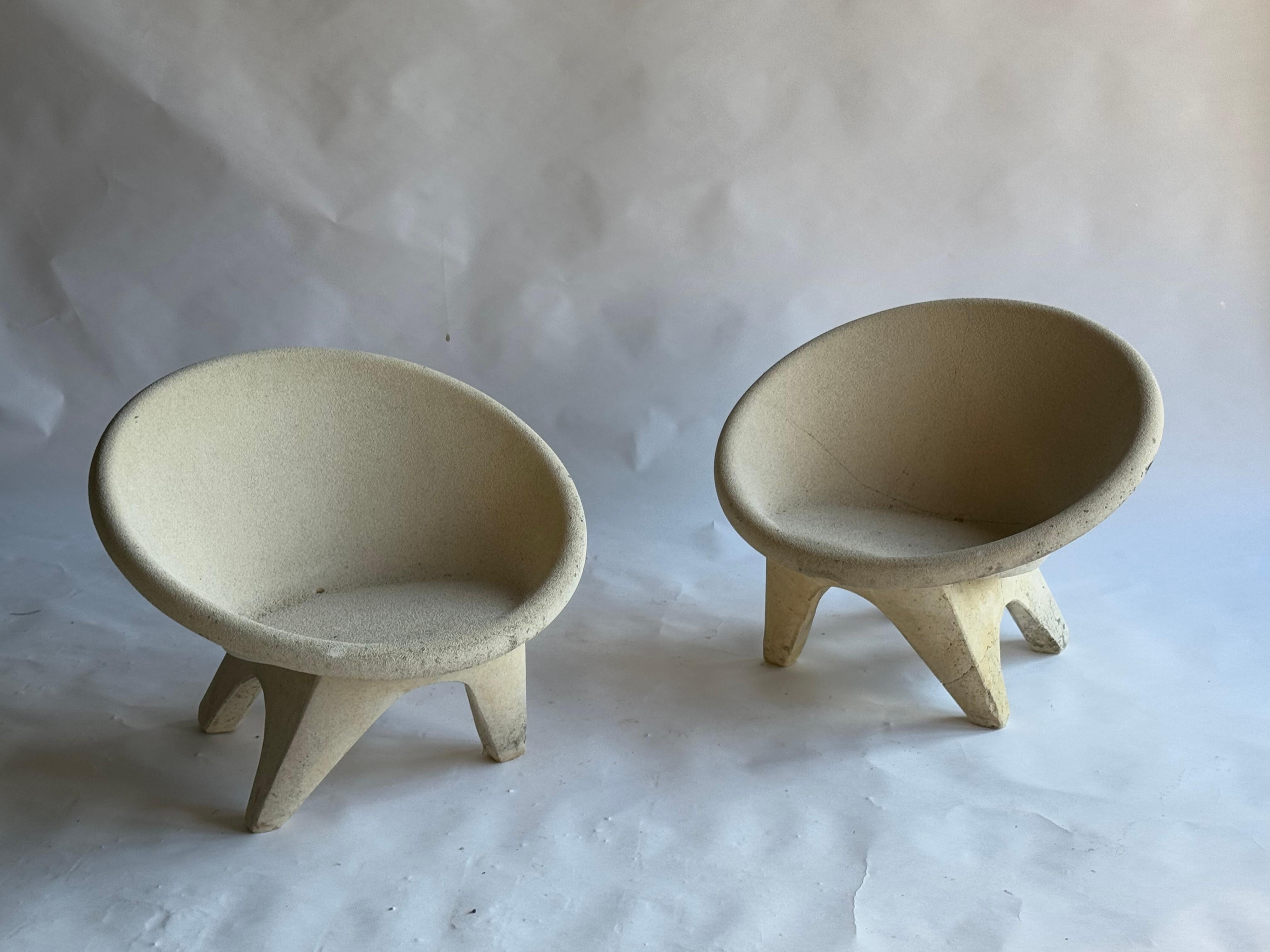 Sillones escultóricos de hormigón, años 60, Italia Italiano en venta