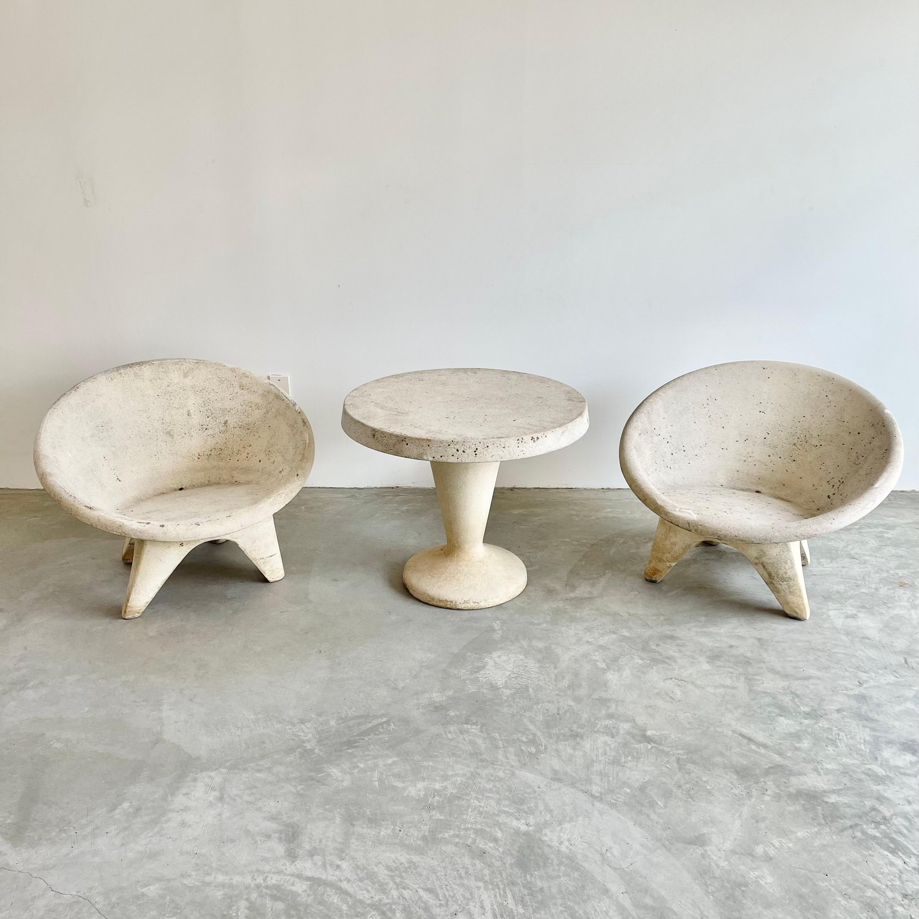 Hand-Crafted Sculptural Concrete Chairs and Table, 1960s Switzerland