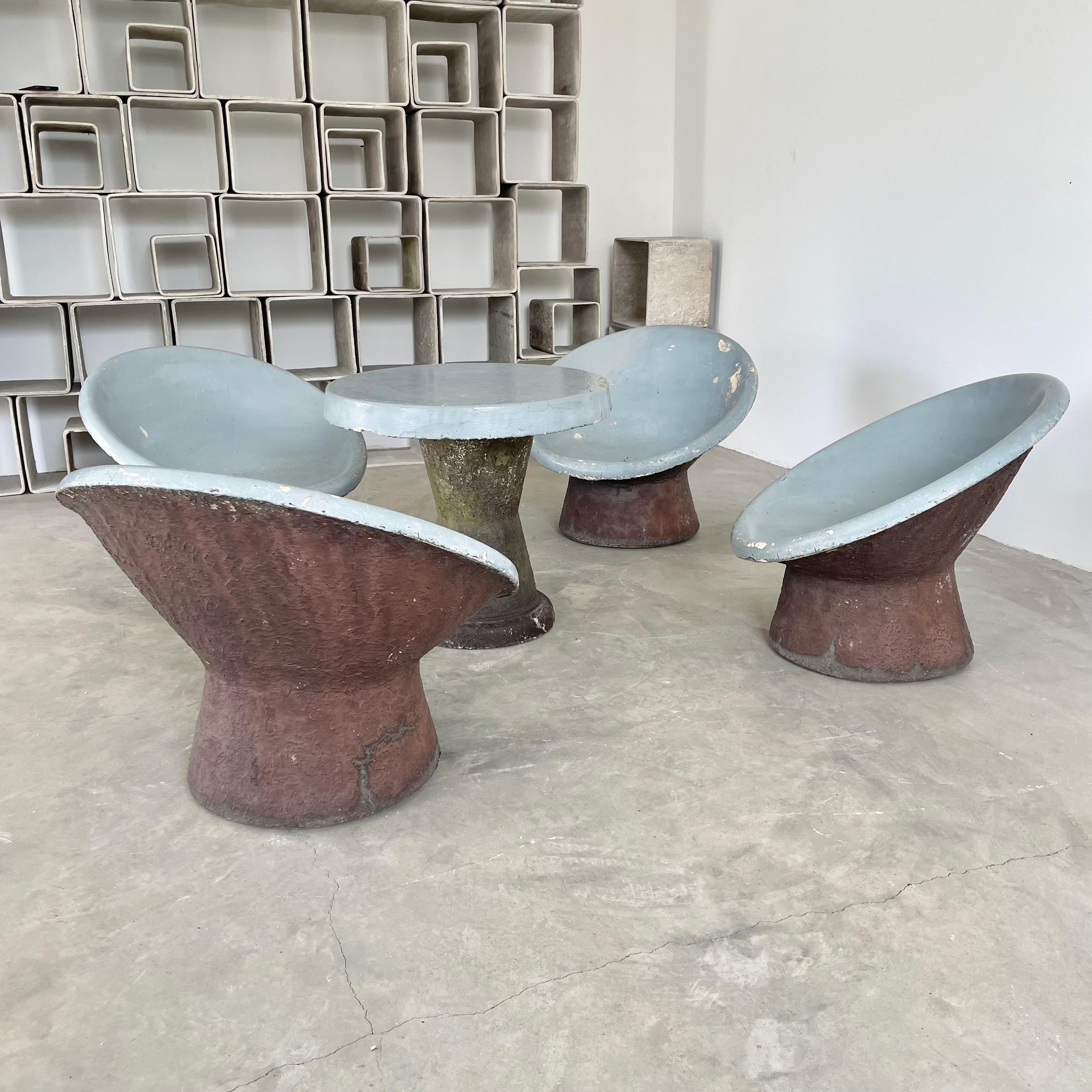 Hand-Crafted Sculptural Concrete Chairs and Table, 1960s, Switzerland For Sale