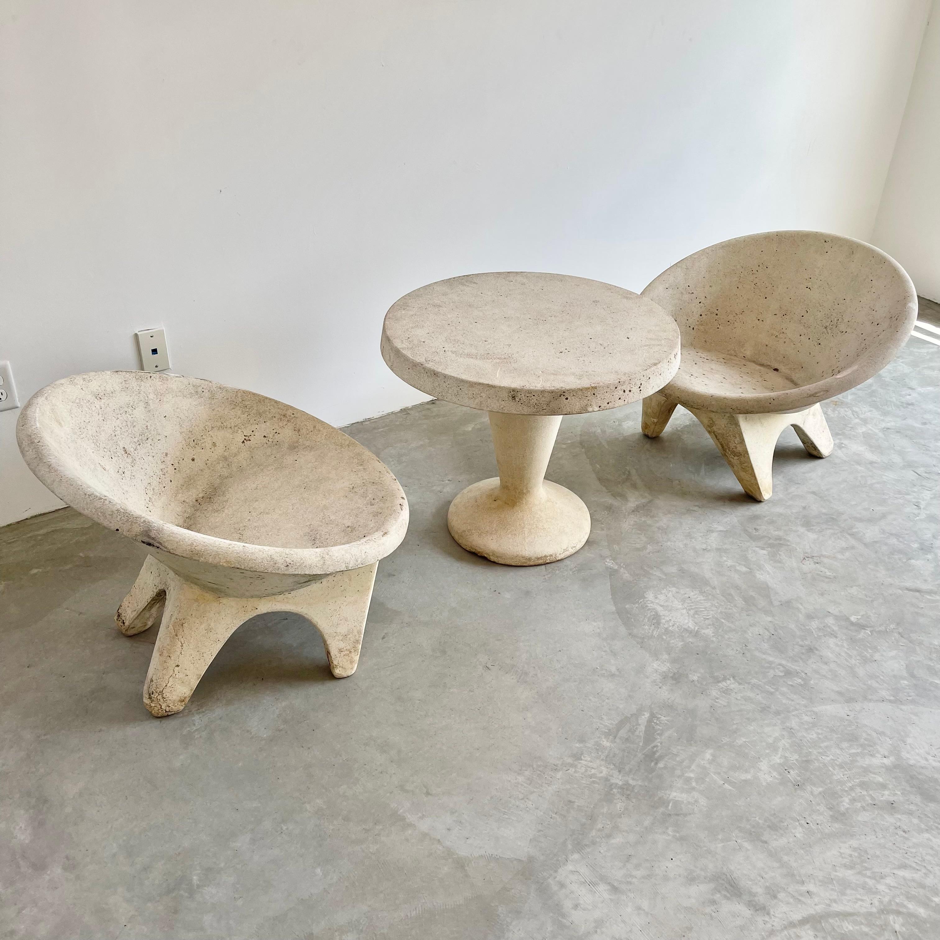 Cement Sculptural Concrete Chairs and Table, 1960s Switzerland