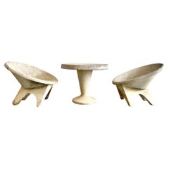 Vintage Sculptural Concrete Chairs and Table, 1960s Switzerland
