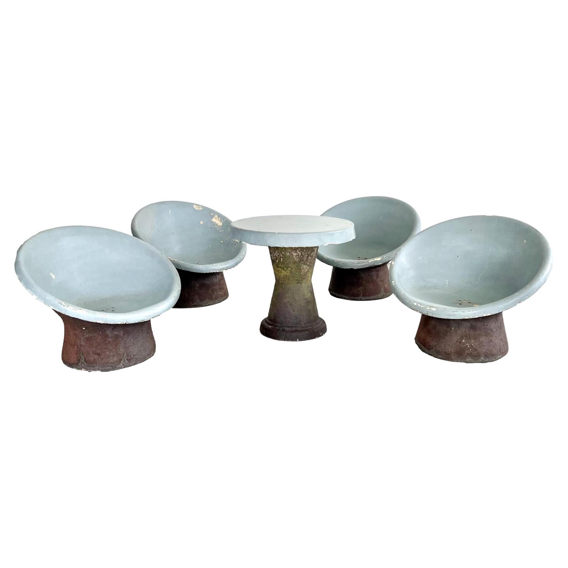 Sculptural Concrete Chairs and Table, 1960s, Switzerland