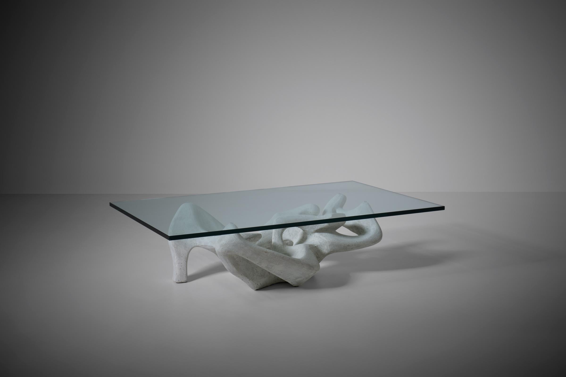 Glass Sculptural Concrete Coffee Table, Italy, 1970s For Sale