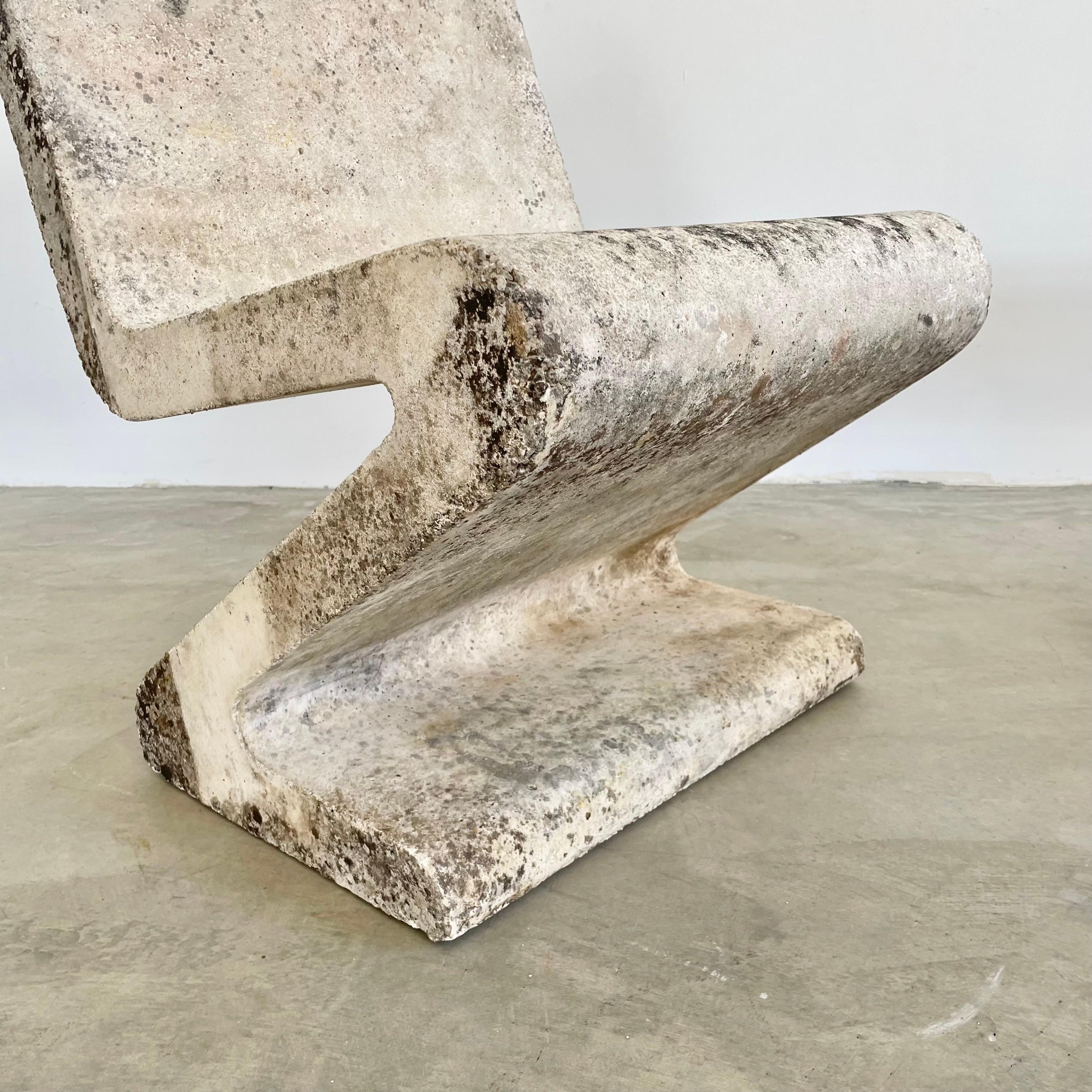 Sculptural Concrete Zig Zag Chair and Table, 1960s Switzerland 6
