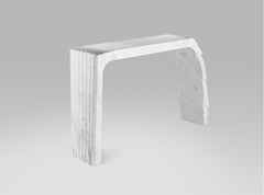 Sculptural Console "Evoluzione" in Satin White Solid Carrara Marble