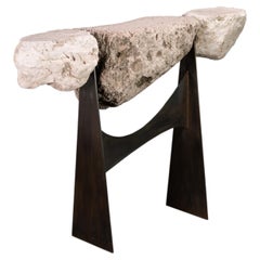 Sculptural Console from Volcanic Rock and Metal by Costantini, Fortezza in Stock