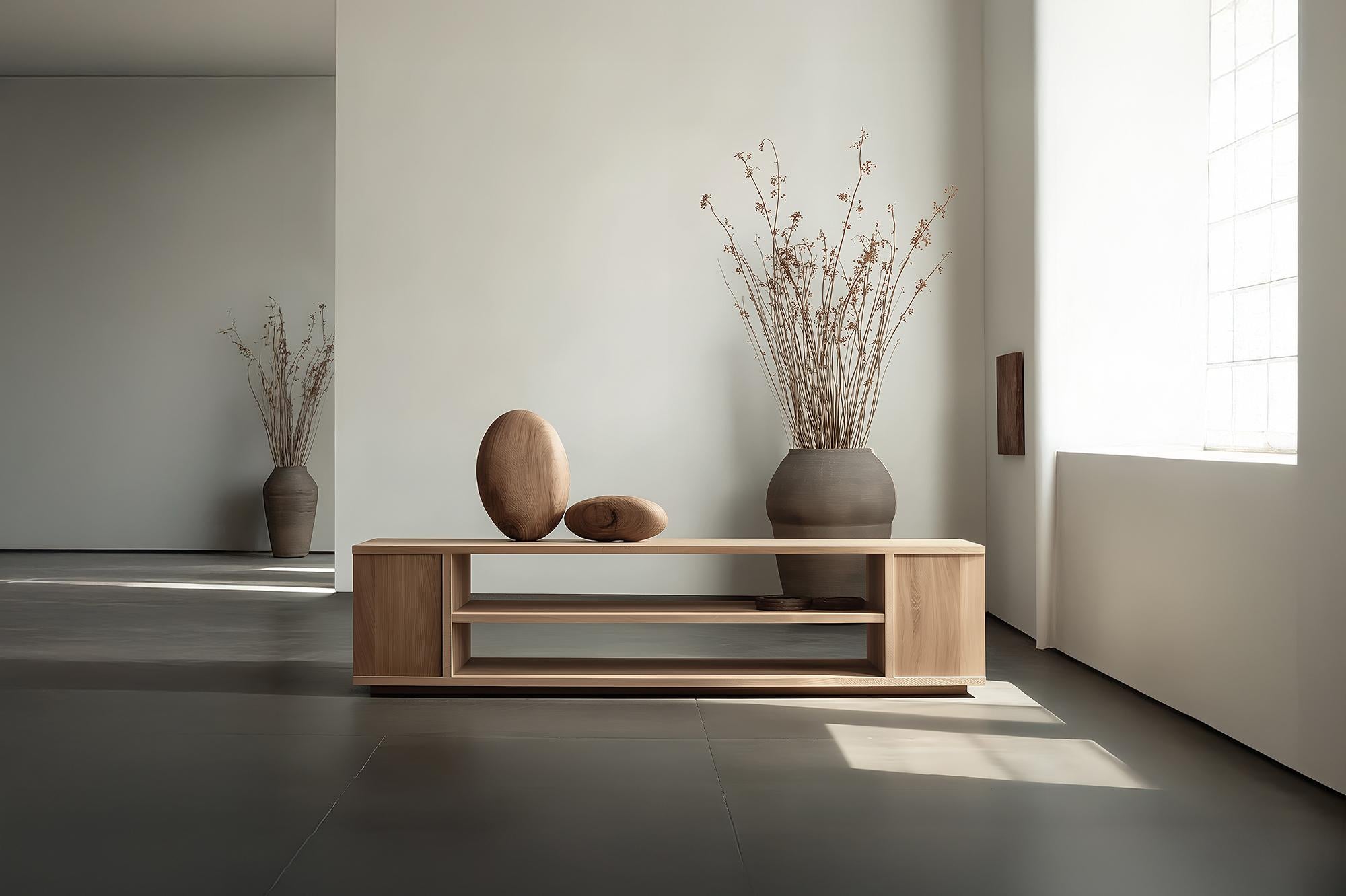 Mid-Century Modern Sculptural Console Sereno No25, Wooden Minimal Piece by Joel Escalona For Sale