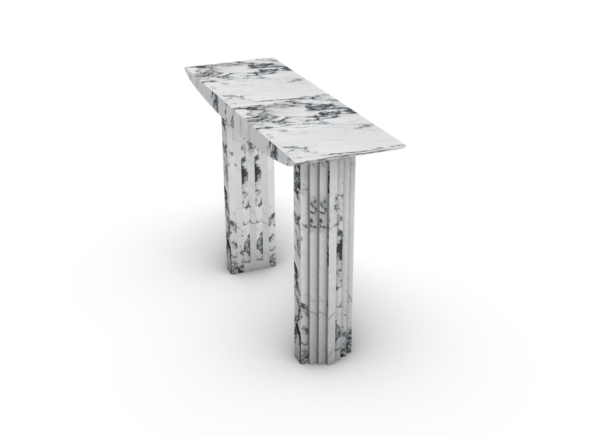 Contemporary Sculptural Console table 0024c in Paonazzo marble by artist Desia Ava For Sale