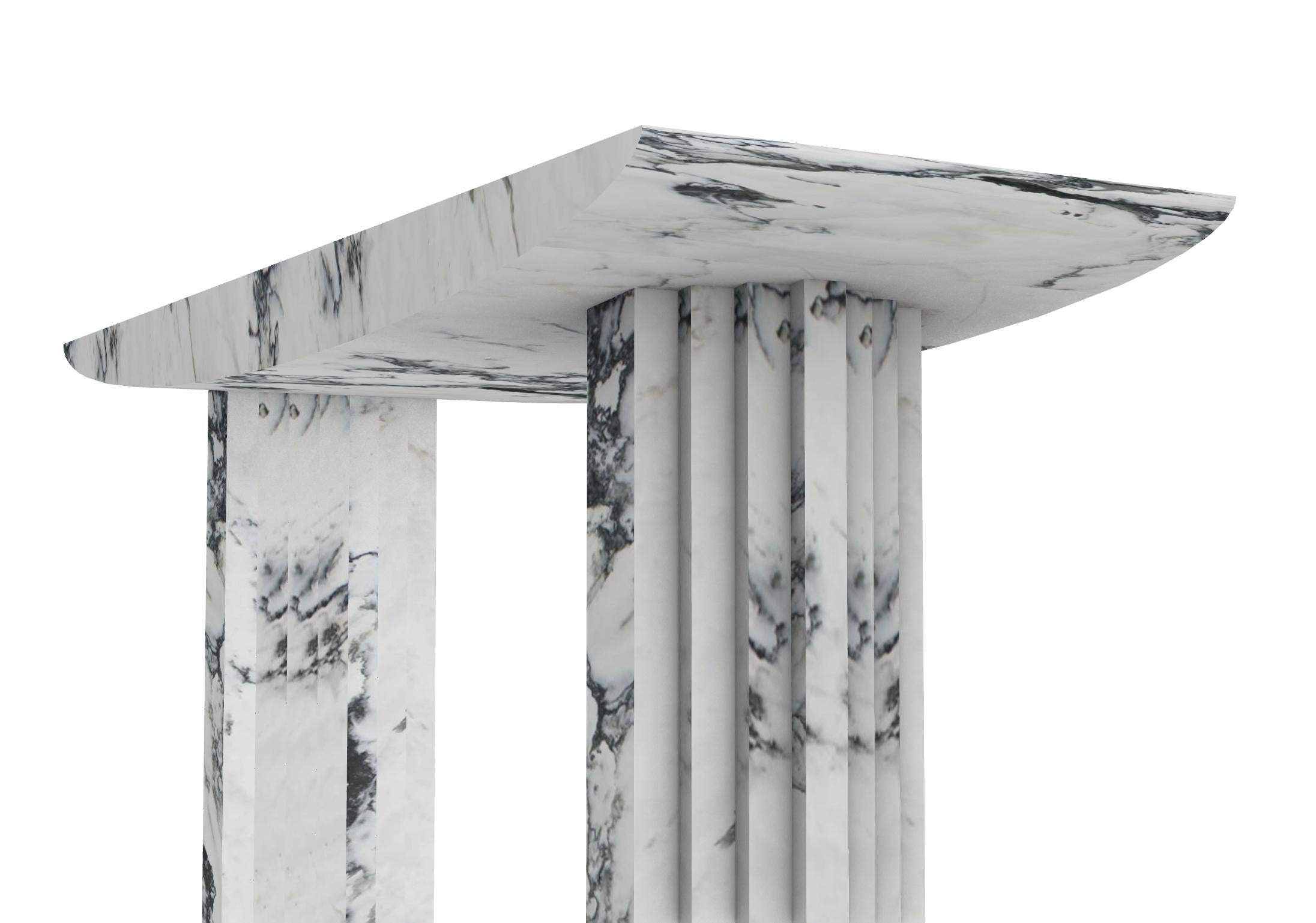 Marble Sculptural Console table 0024c in Paonazzo marble by artist Desia Ava For Sale