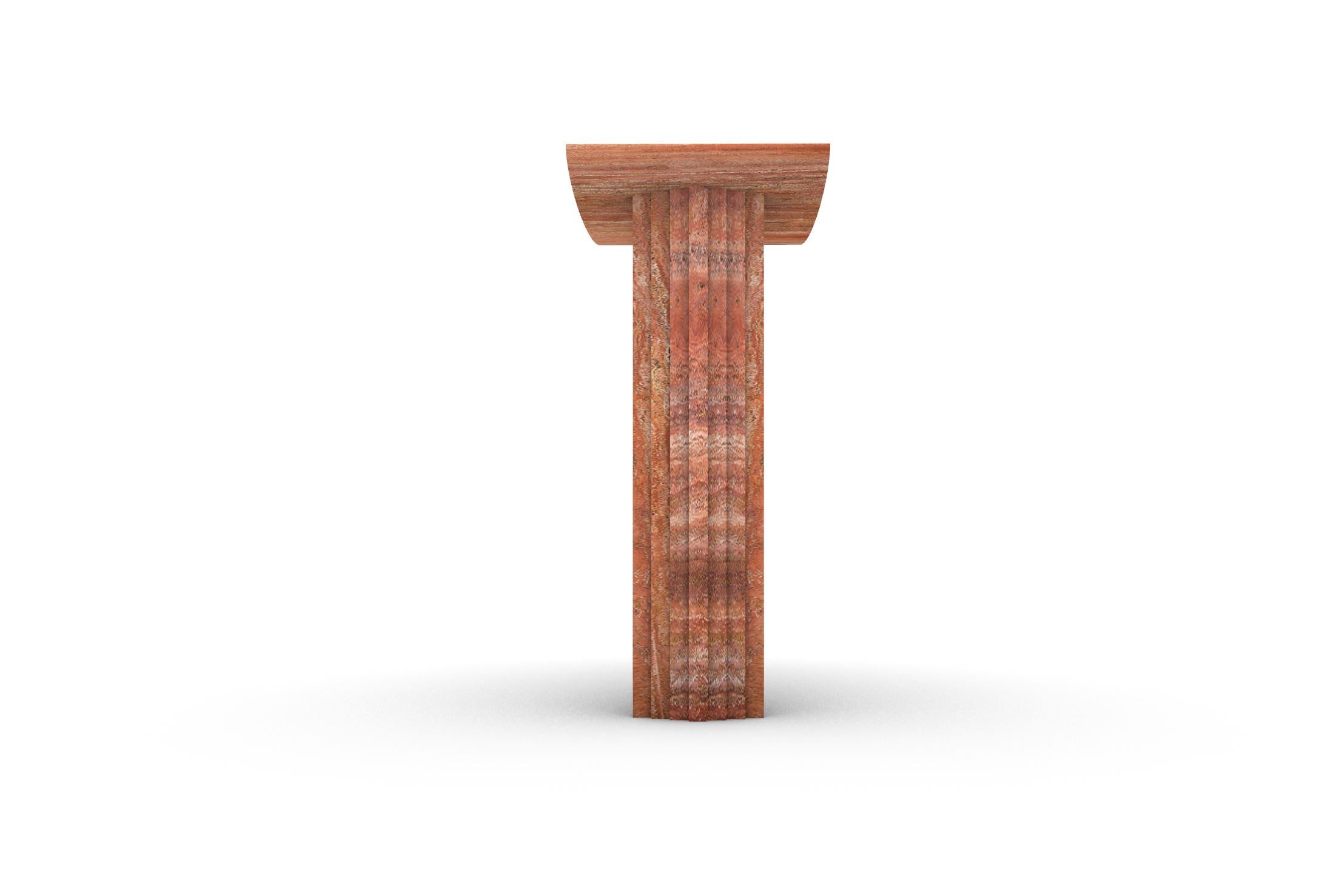 Sculptural Console table 0024c in Red Travertine stone by artist Desia Ava For Sale 1