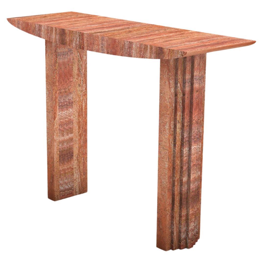 Sculptural Console table 0024c in Red Travertine stone by artist Desia Ava For Sale