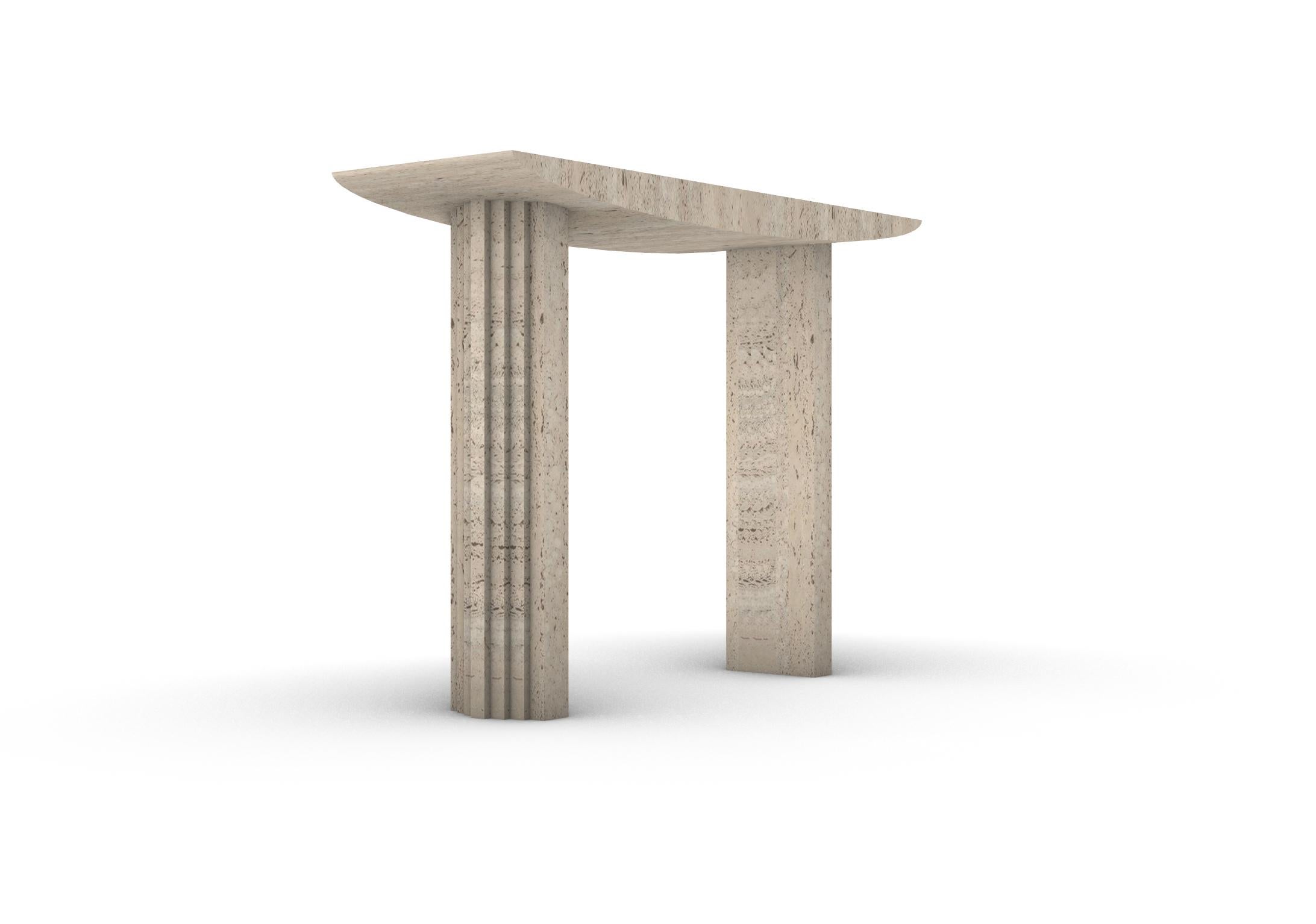 Sculptural Console table 0024c in Travertine stone by artist Desia Ava In New Condition For Sale In София, BG