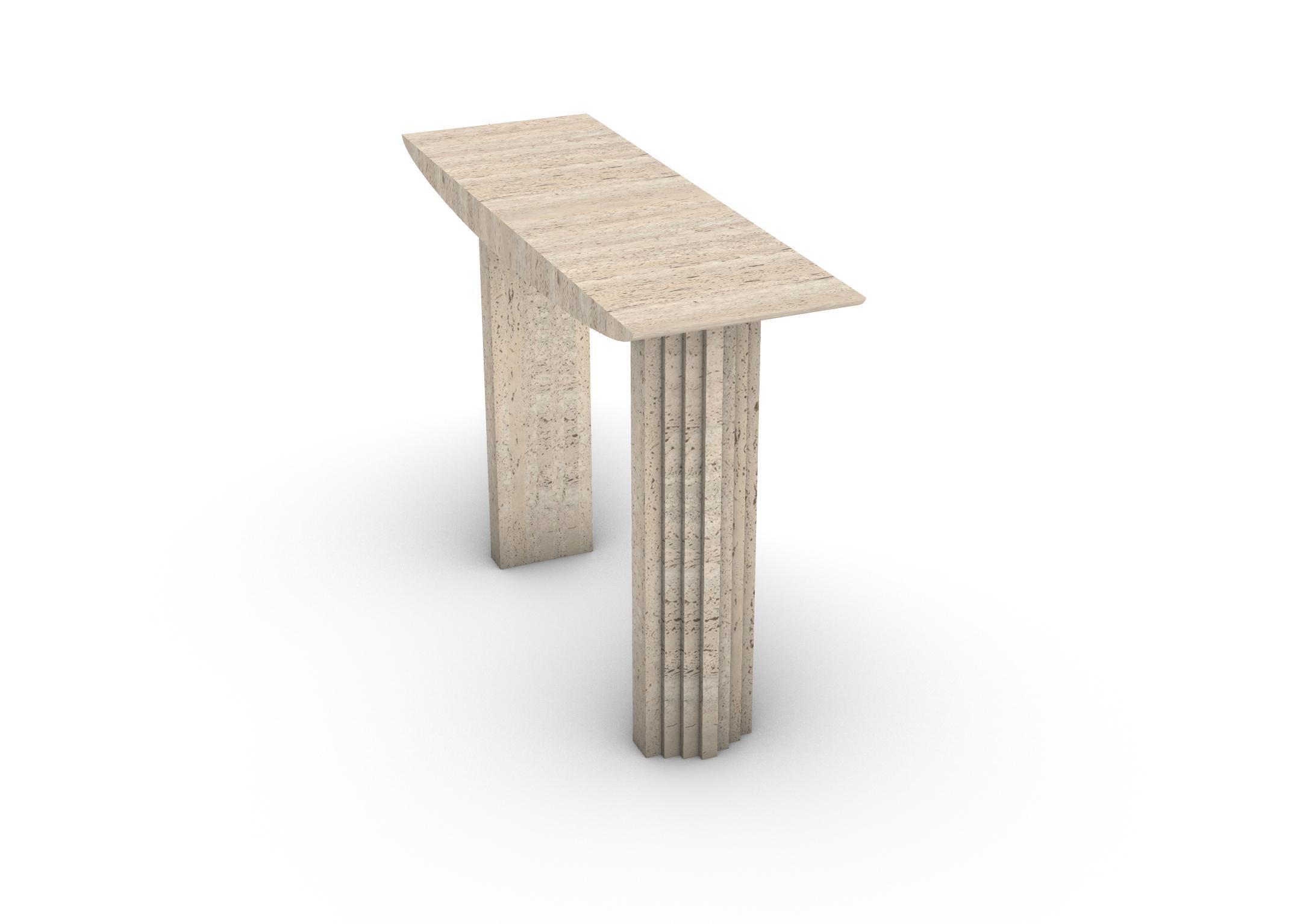 XXIe siècle et contemporain Table console sculpturale 0024c en pierre de travertin de l'artiste Desia Ava en vente