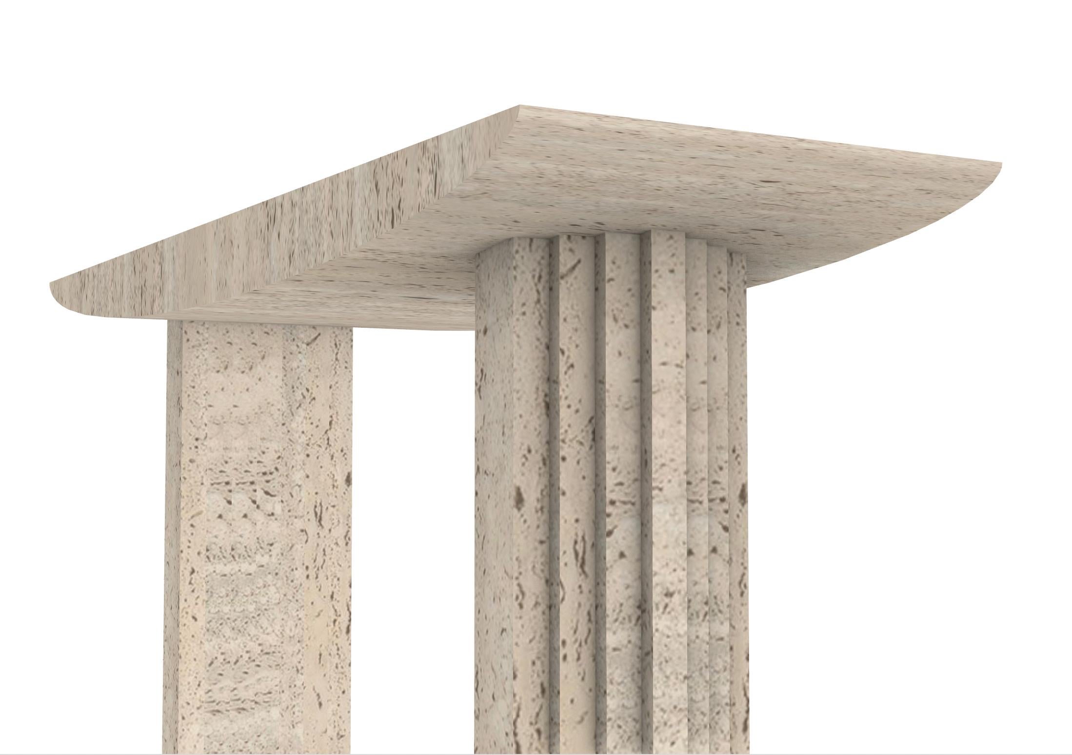 Travertin Table console sculpturale 0024c en pierre de travertin de l'artiste Desia Ava en vente