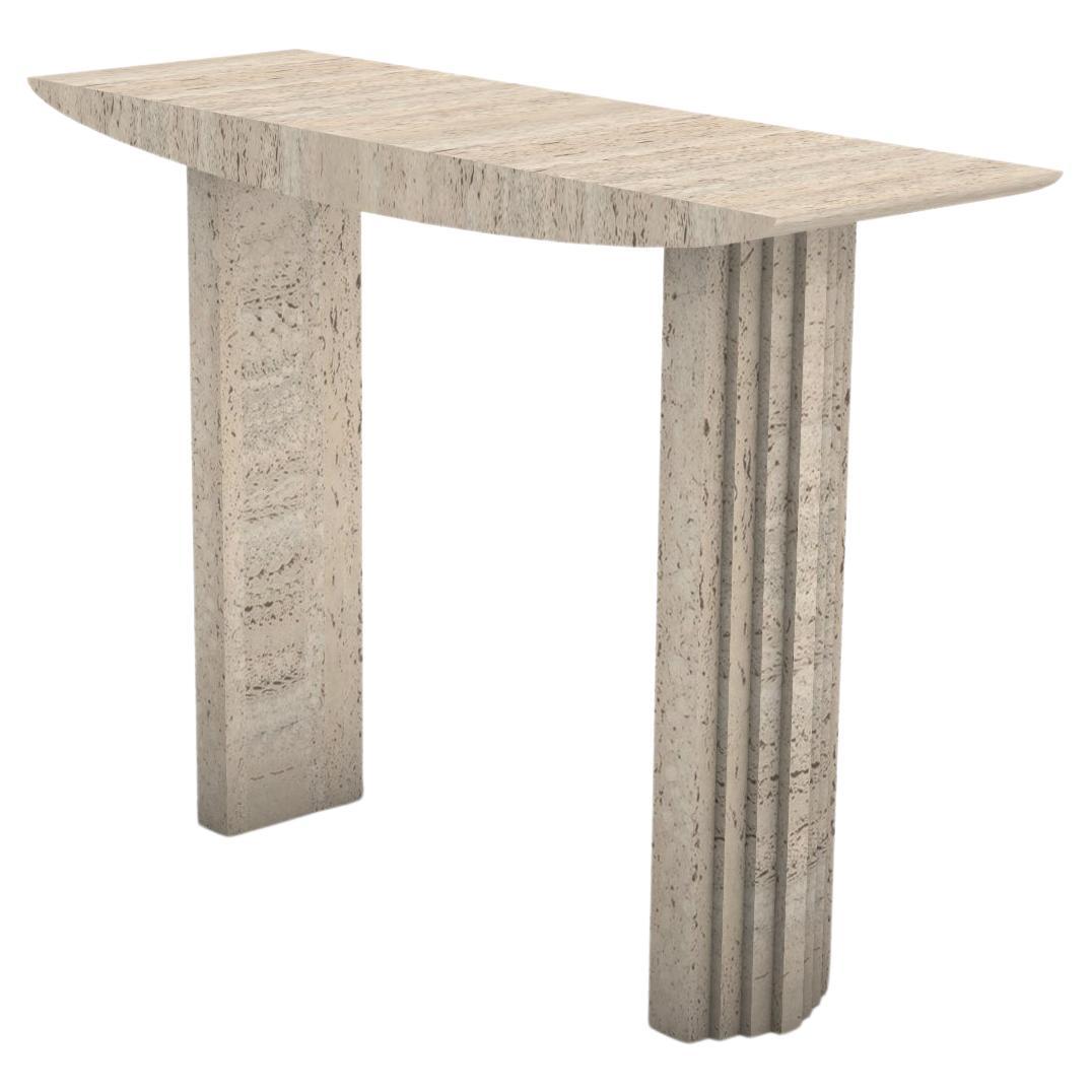 Sculptural Console table 0024c in Travertine stone by artist Desia Ava For Sale
