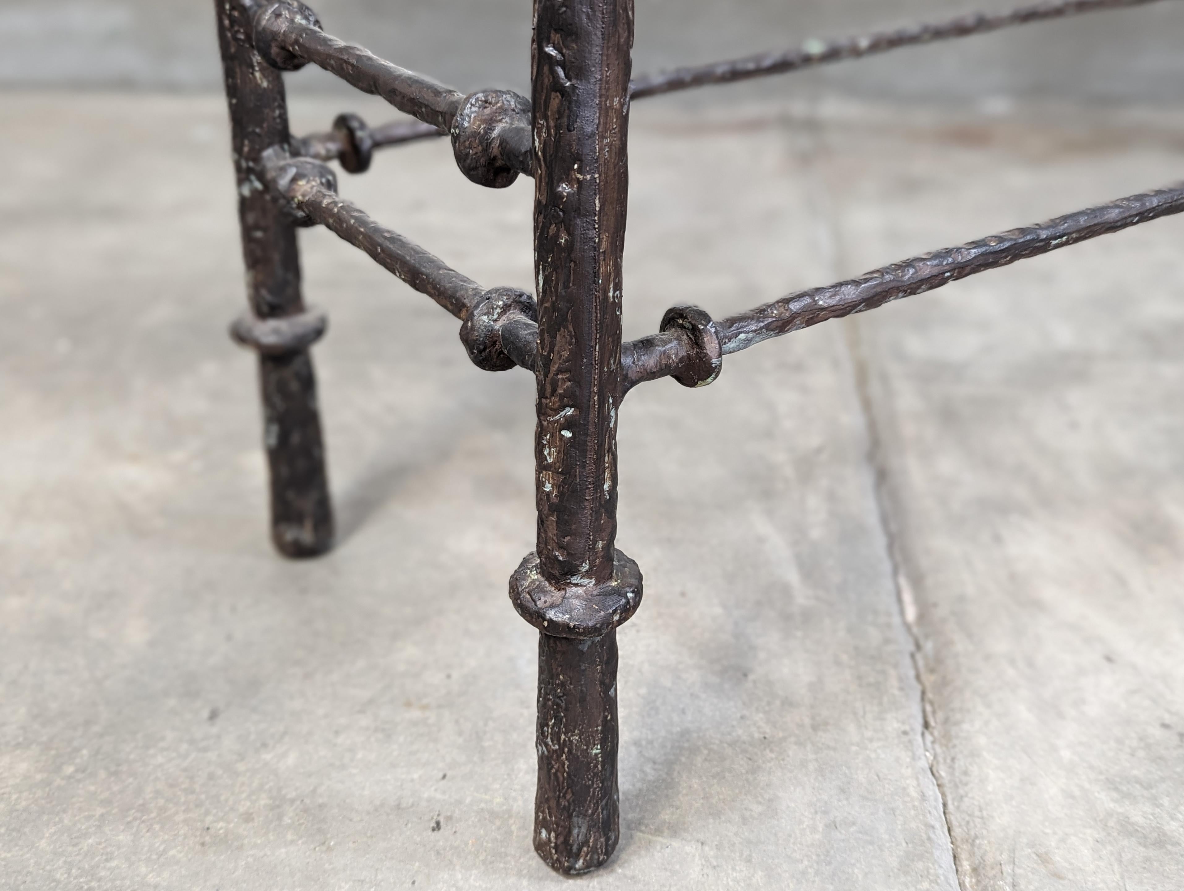 American Sculptural Console Table Bronze Finish In the Manner of Diego Giacometti, c1970s For Sale