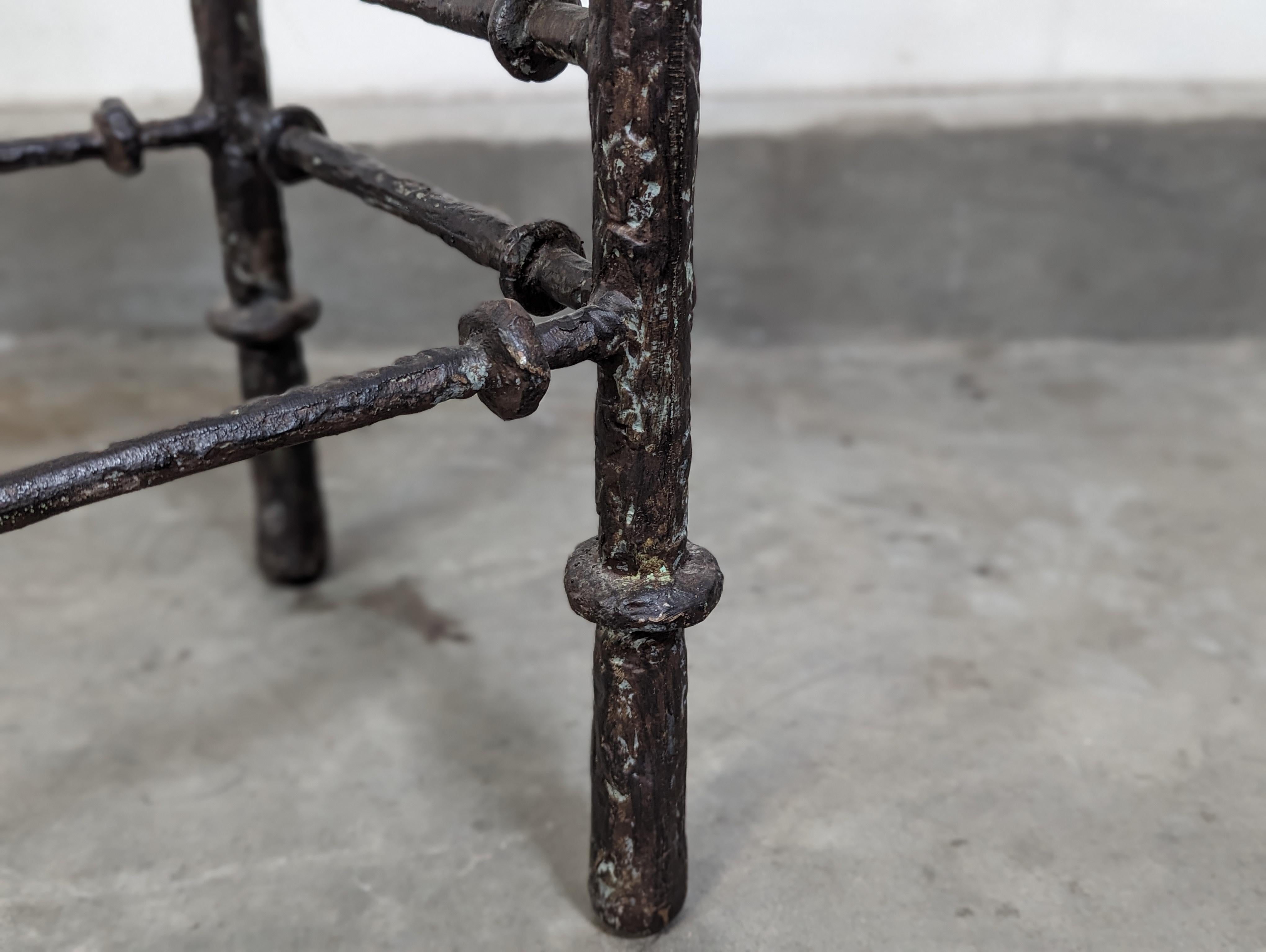 Patinated Sculptural Console Table Bronze Finish In the Manner of Diego Giacometti, c1970s For Sale