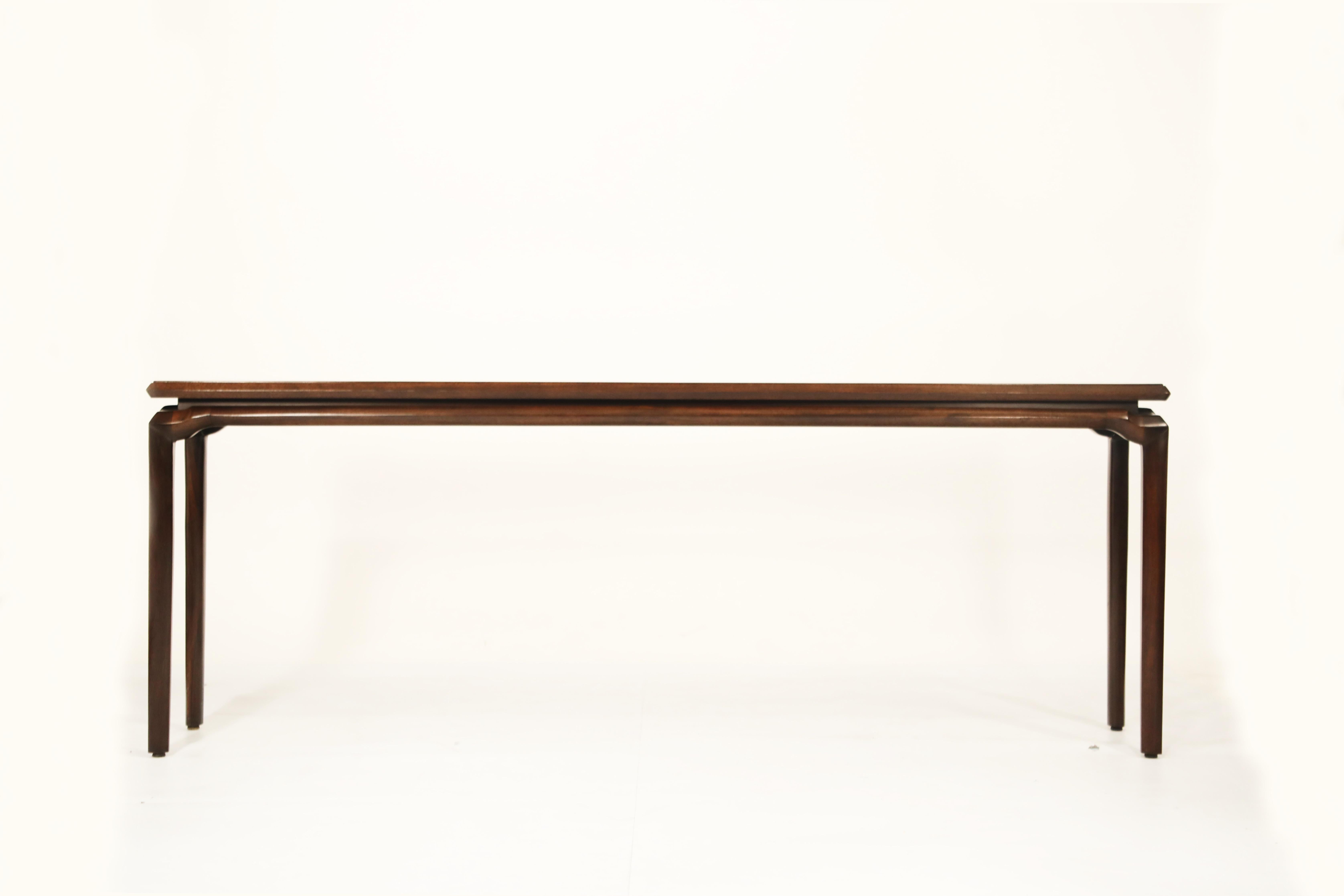 This incredible sculptural console table by Maurice Bailey for Monteverdi-Young is the perfect solution for the interior designer who needs a gorgeous looking wide console table that is also narrow in depth. Whether it be for an entryway or behind a