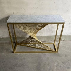 Sculptural Console Table in Gilt Metal and Carrara white Marble Top