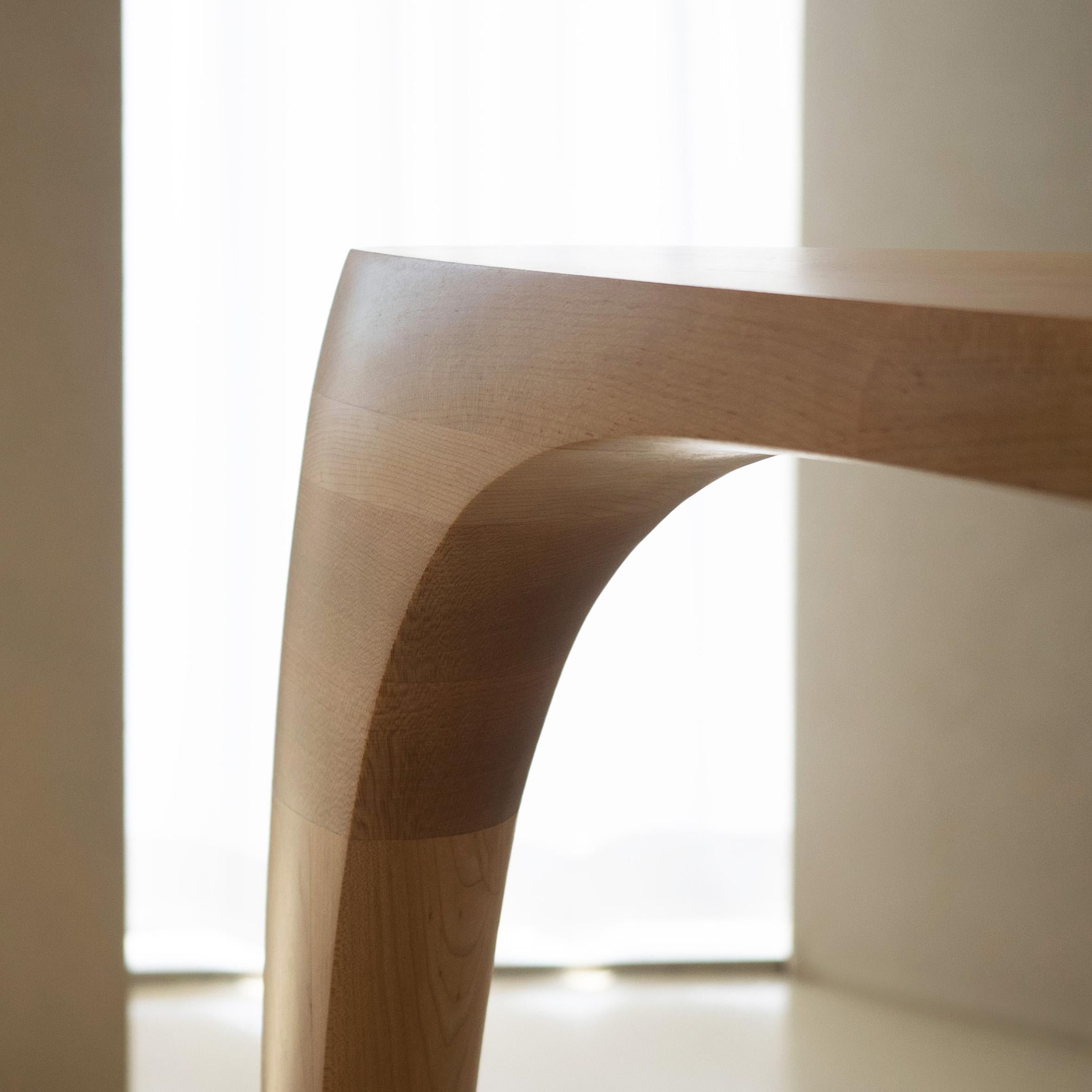 Organic Modern Sculptural Console Table in Hard Maple Wood - 'Momentum Table' by Soo Joo For Sale