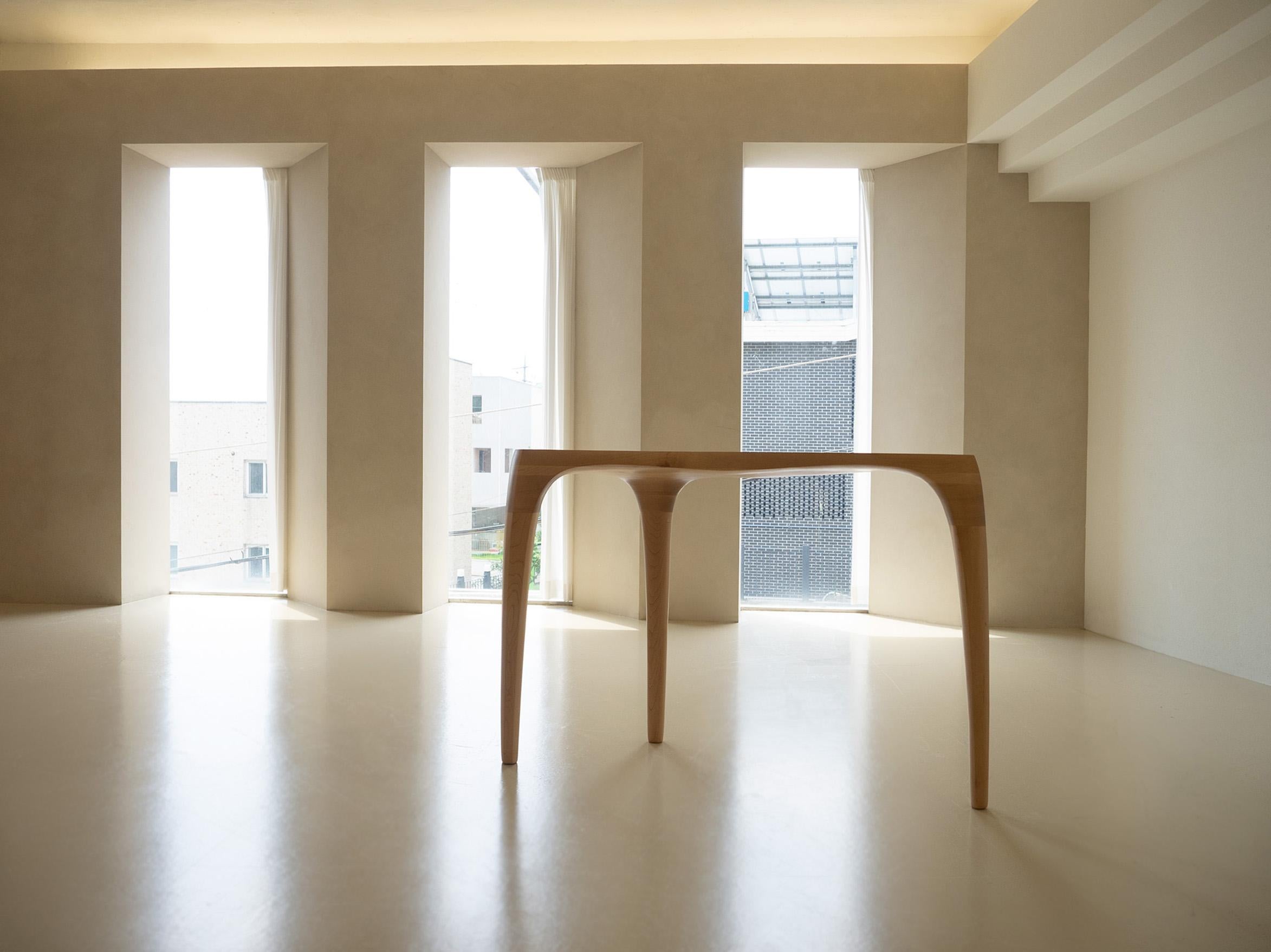 Contemporary Sculptural Console Table in Hard Maple Wood - 'Momentum Table' by Soo Joo For Sale
