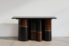 Sculptural Console In Natural Ebony with Galaxy Black Granite Top By José Castro