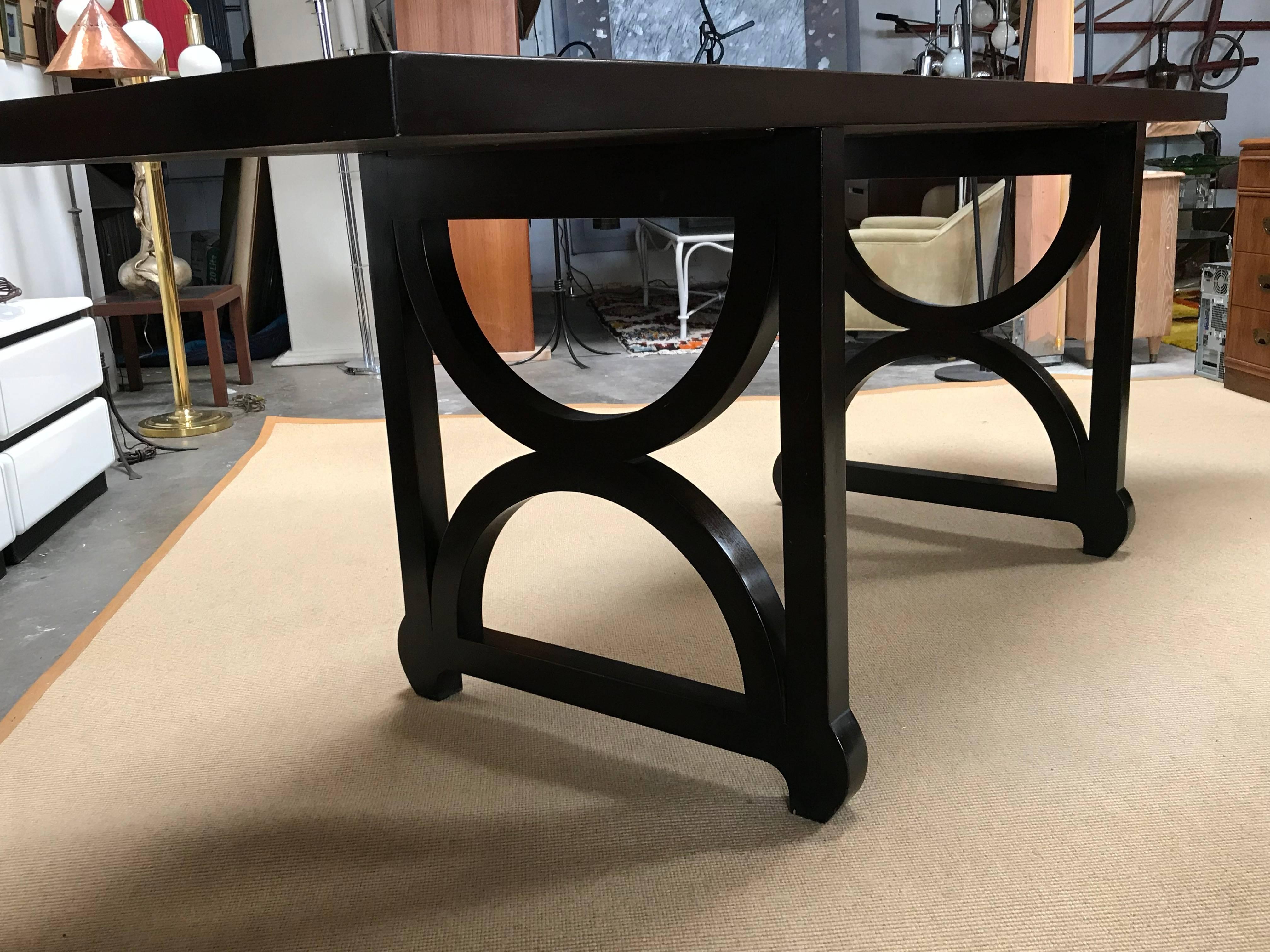 Designed by artist Doug Edge, this solid mahogany console table could be used in an entrance or even a retail space. It is a statement!
 
Measure: The top thickness is 3