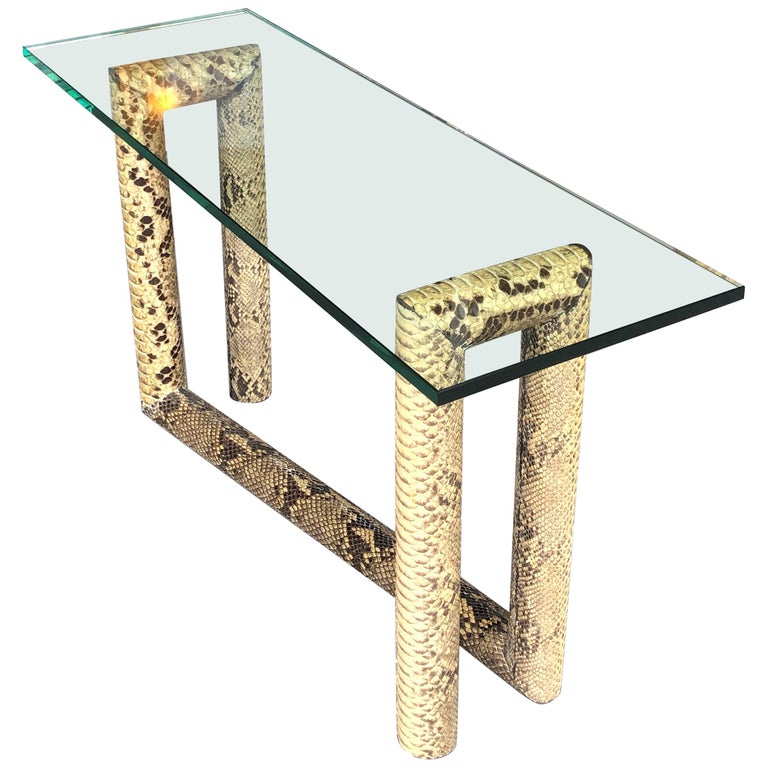 Sculptural Console Table Snake Skin and Glass at 1stdibs